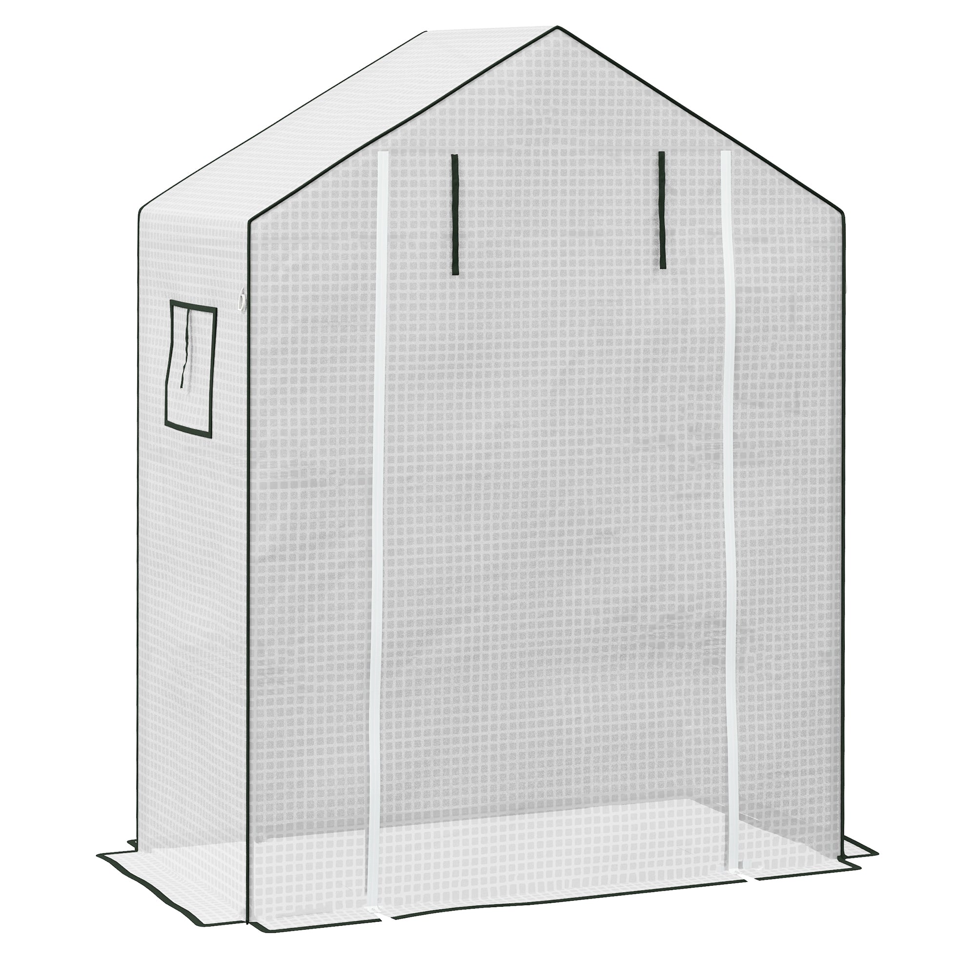 Outsunny Greenhouse Cover Replacement Walk-in PE Hot House Cover with Roll-up Door and Windows, 140 x 73 x 190cm, White - North Peak Garden Furniture