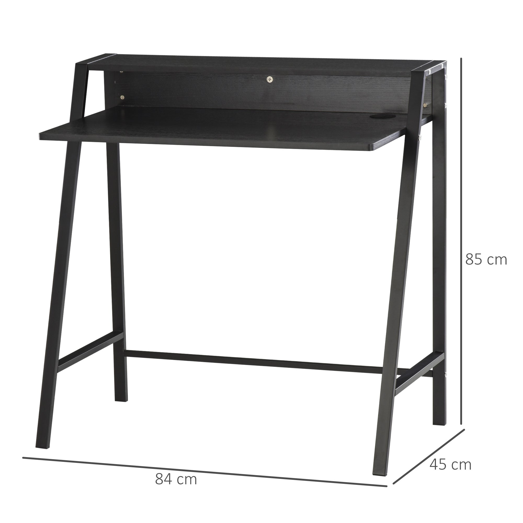 HOMCOM Writing Desk Computer Table Home Office PC Laptop Workstation Storage Shelf 84L x 45W cm Black