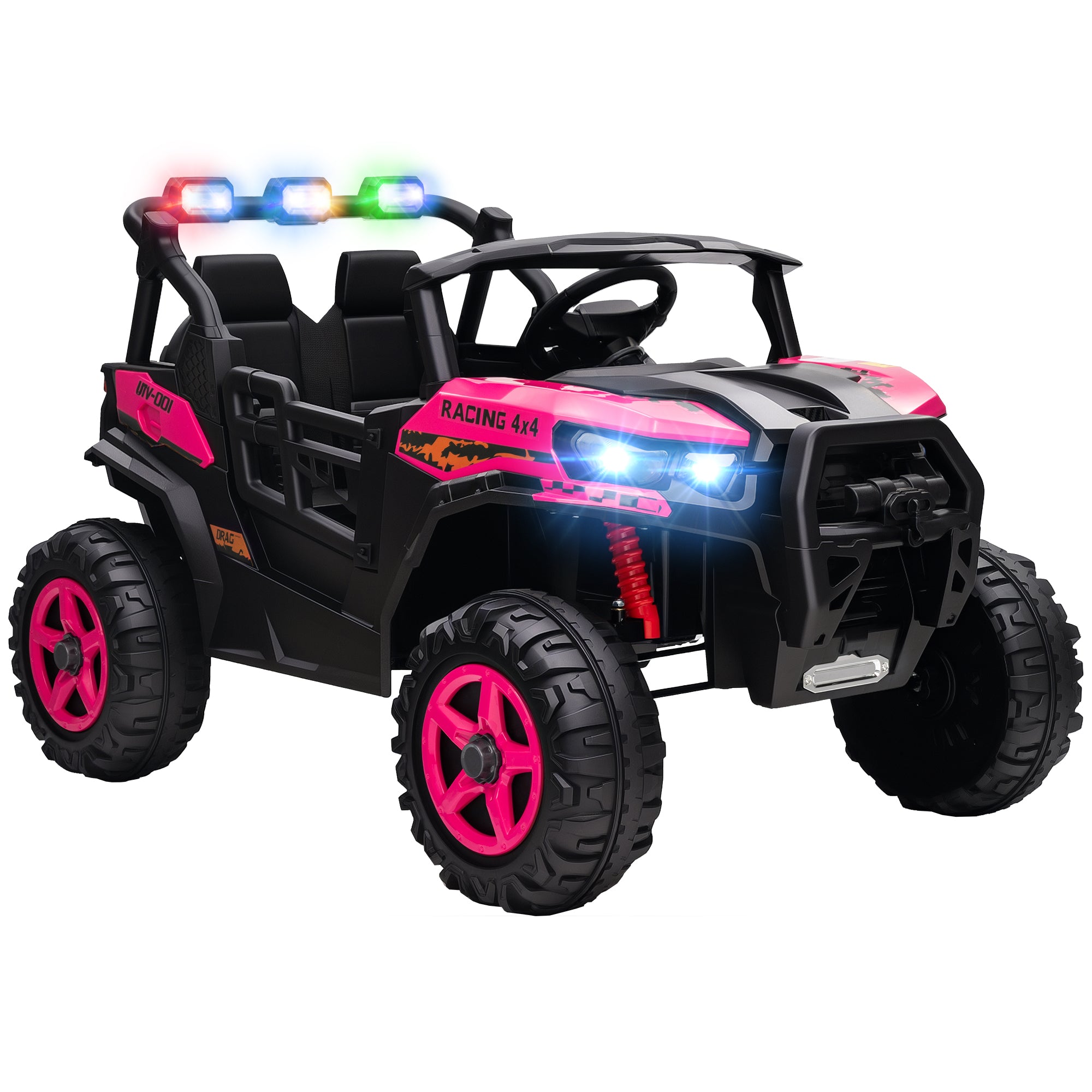 AIYAPLAY 24V Electric Ride on Car, 2-Seater Electric Car for Kids with Remote, Bluetooth, Soft Start, Suspension Spring, Pink