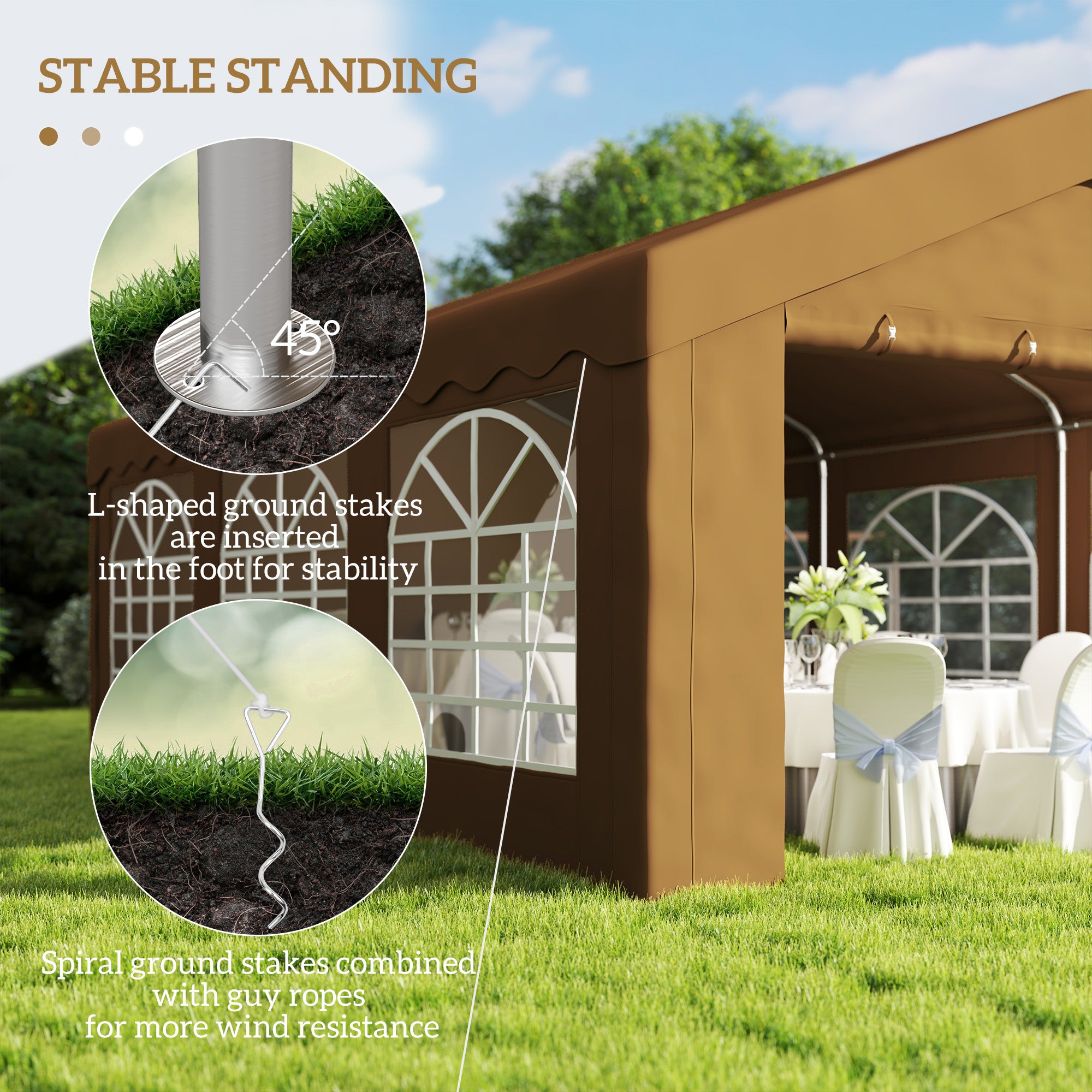 Outsunny 6m x 4m Garden Gazebo, Galvanised Marquee Party Tent with Removable Sides and Windows for Parties, Wedding and Events, Yellow - North Peak Garden Furniture