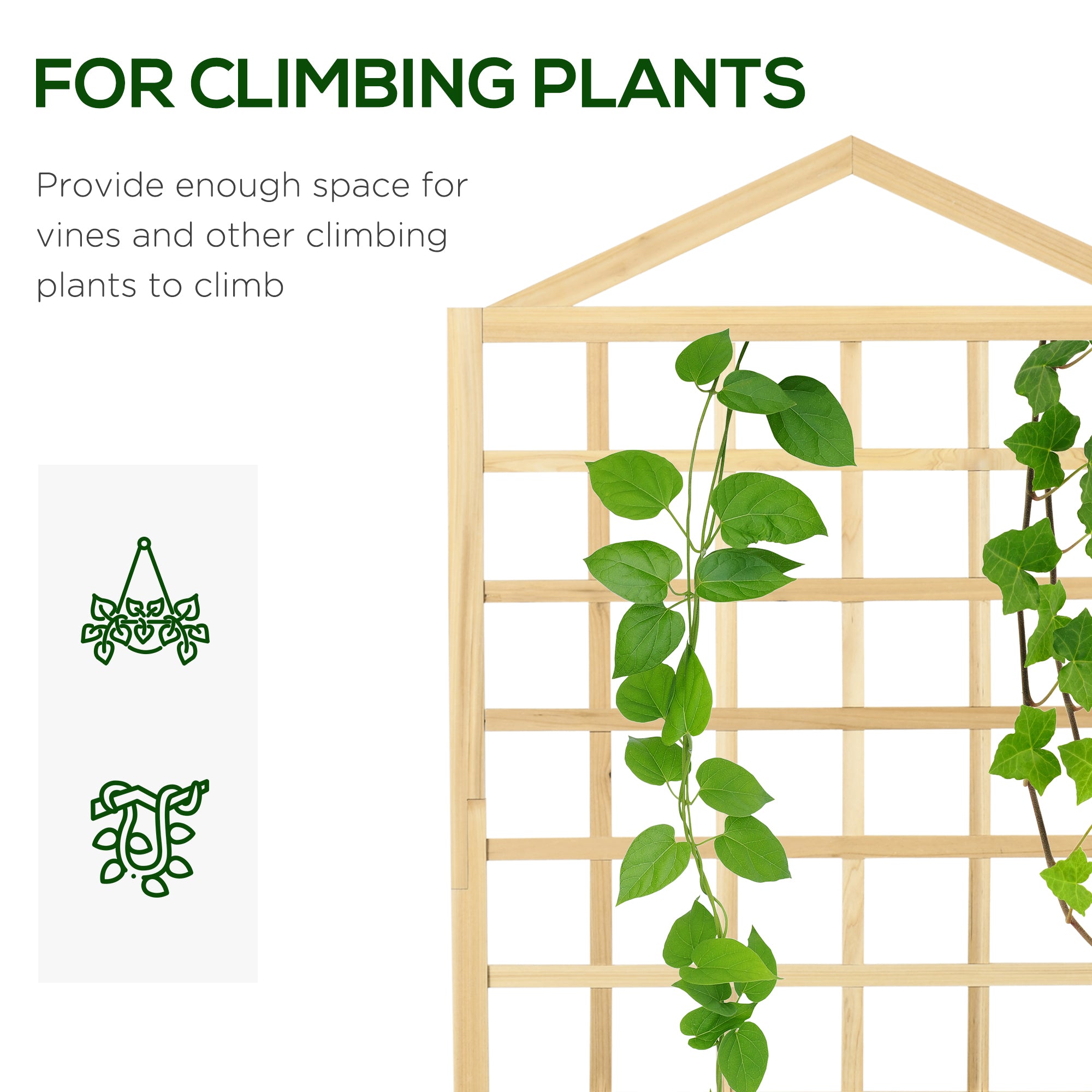 Outsunny Garden Planters with Trellis for Vine Climbing, Distressed Wooden Raised Beds, 90x43x150cm, Natural Tone - North Peak Garden Furniture