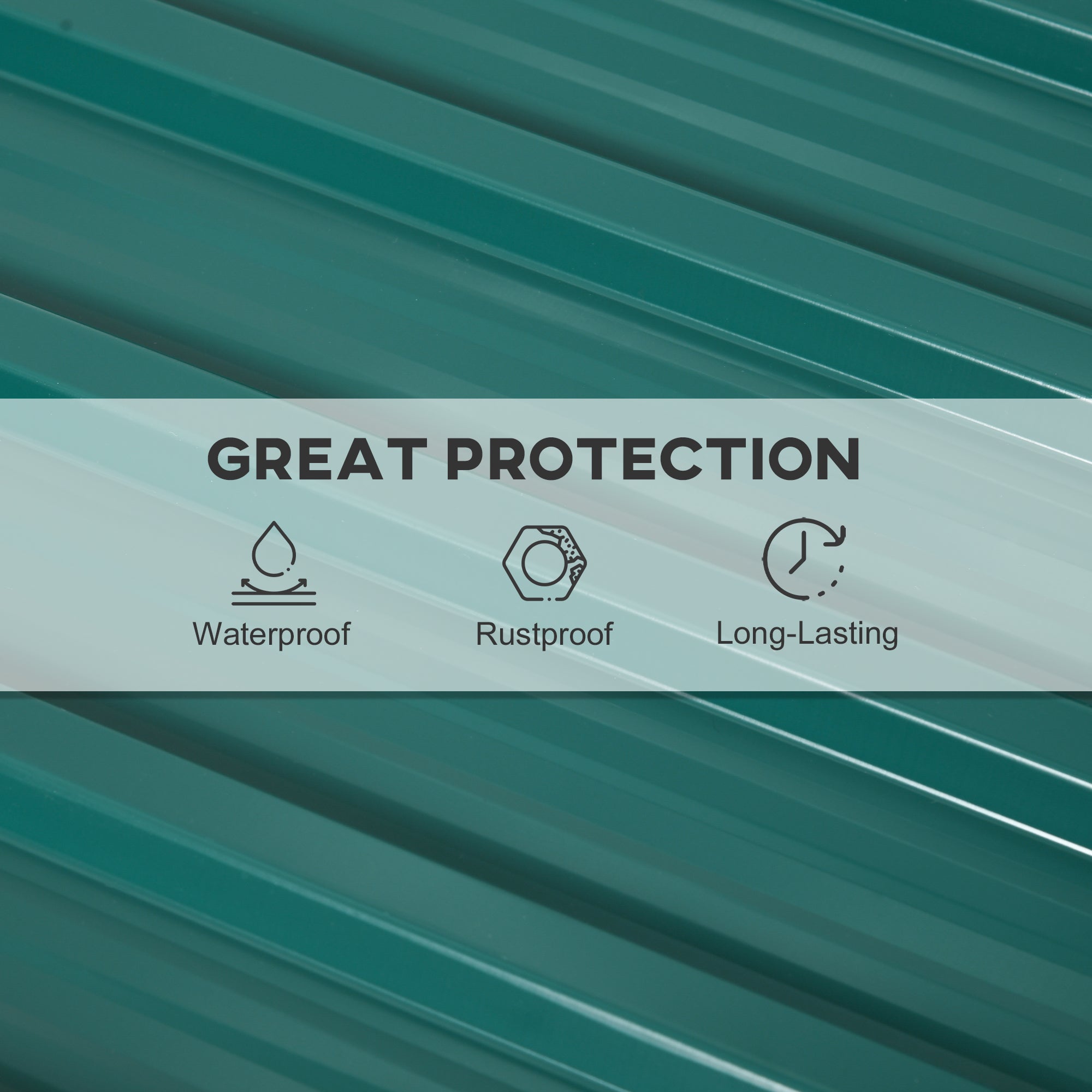 Outsunny Corrugated Roofing Sheets, Pack of 24, Galvanised Metal Roofing Sheets for Greenhouse, Garage, Storage Shed, Carport, 129 x 45cm, Green - North Peak Garden Furniture