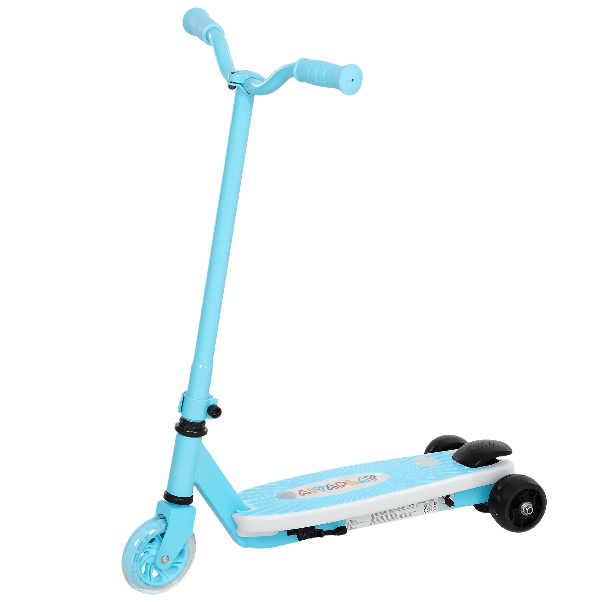AIYAPLAY Electric Scooter for Kids Ages 4-7, with Auxiliary Rear Wheels, Flashing LED Light and Electric Brake, Kids Electric Scooter for Boys Girls, 6 KM/H & 8 KM, Blue