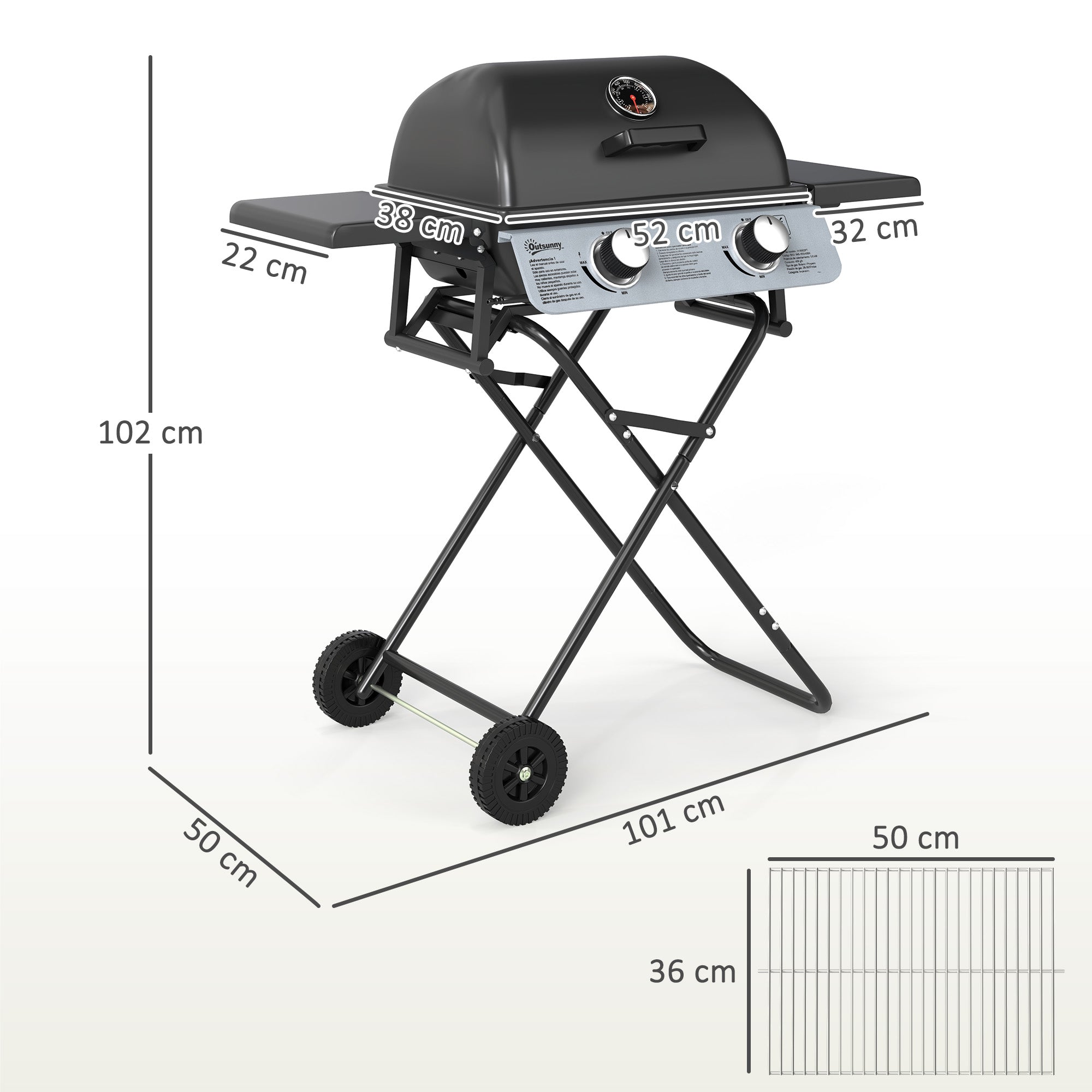 Outsunny Two-Burner Portable Suitcase BBQ - Black - North Peak Garden Furniture