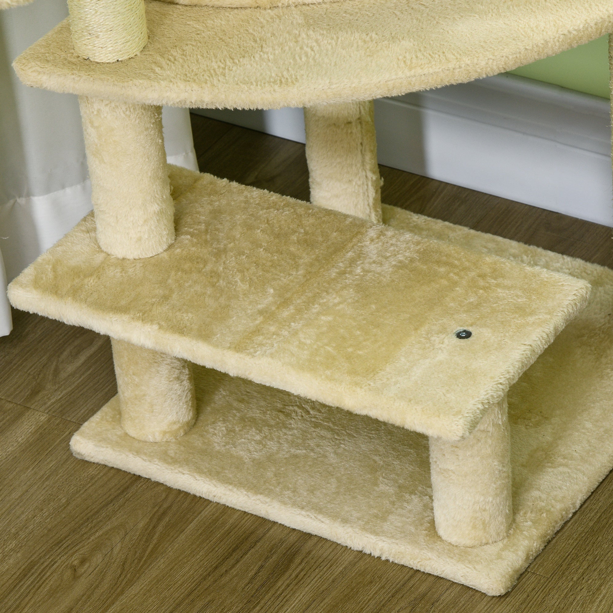 PawHut Sisal 100cm Cat Tree Tower with Sisal Scratching Post Cream White - North Peak Garden Furniture