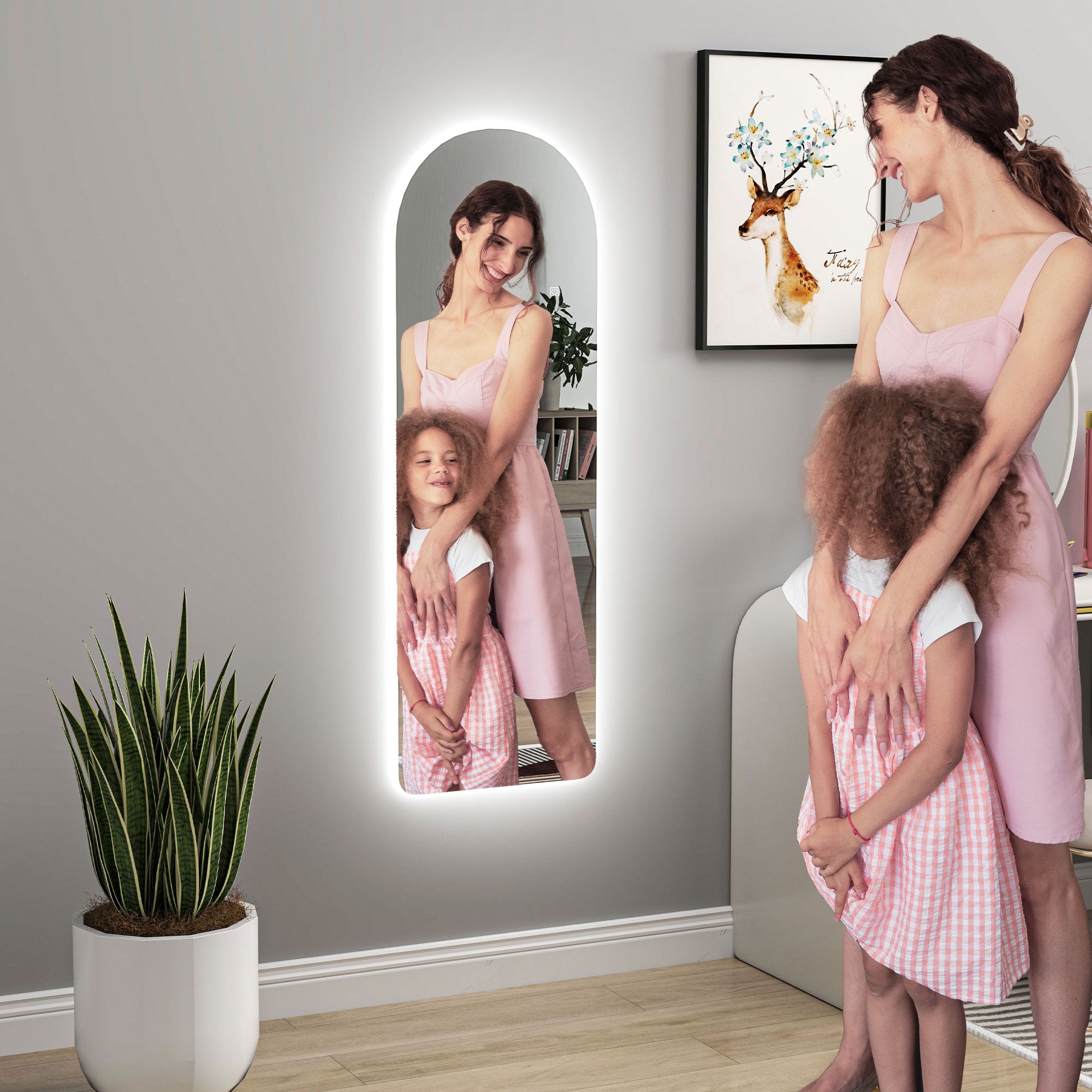 HOMCOM 120 x 40cm Arch Mirror, with LED Lights - North Peak Garden Furniture