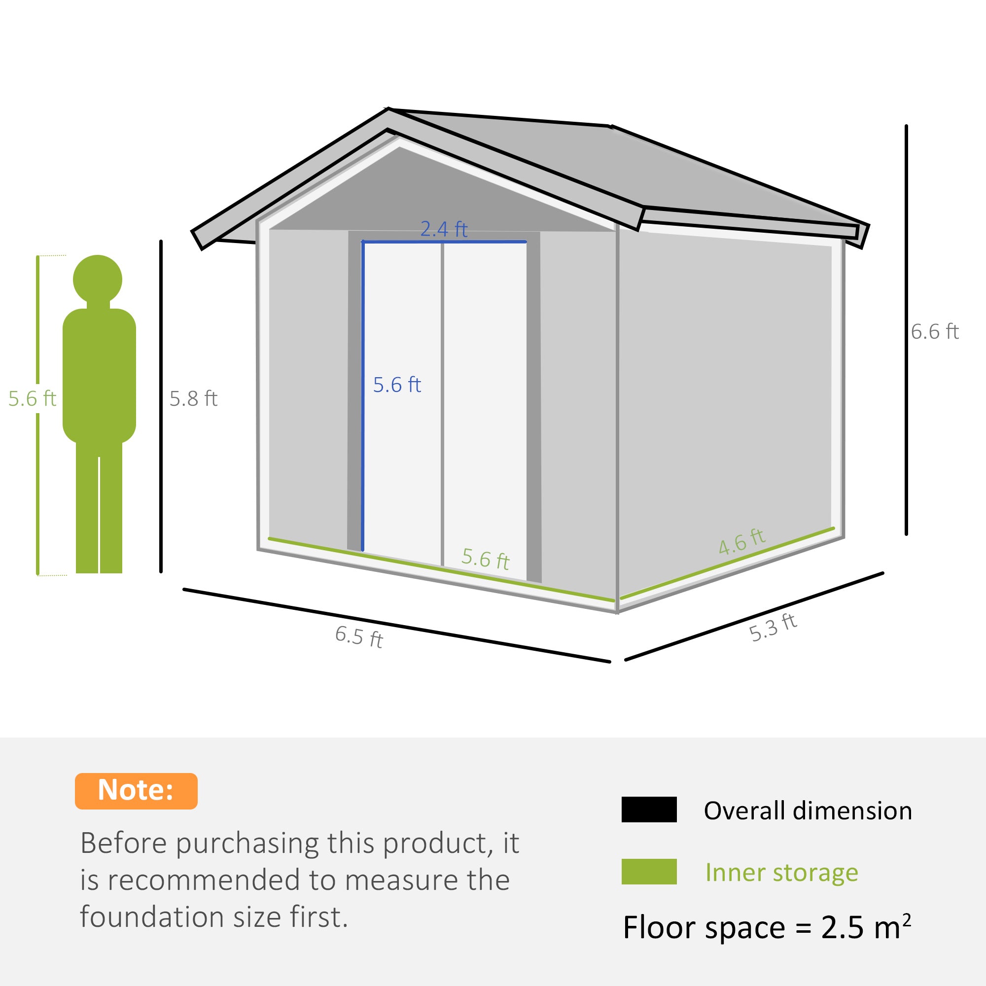 Outsunny 6 x 5 ft Garden Storage Shed Apex Store for Gardening Tool with Foundation and Ventilation, Brown