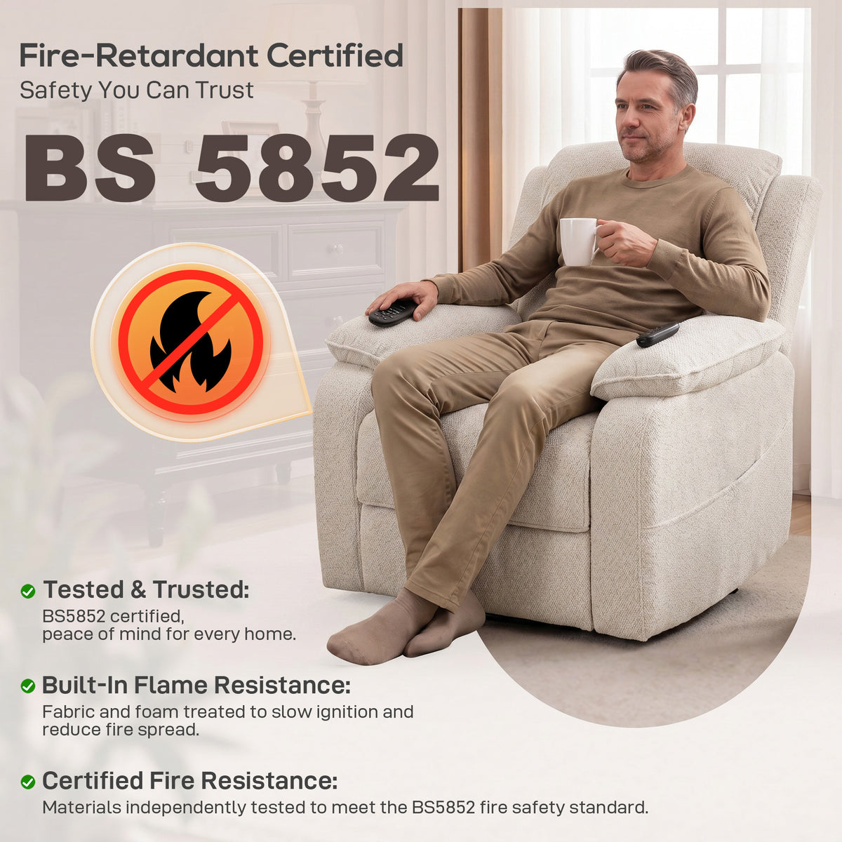 HOMCOM Power Recliner Armchair with Massage and Heat, Electric Reclining Chair with Wide Spring Seat, Cream White