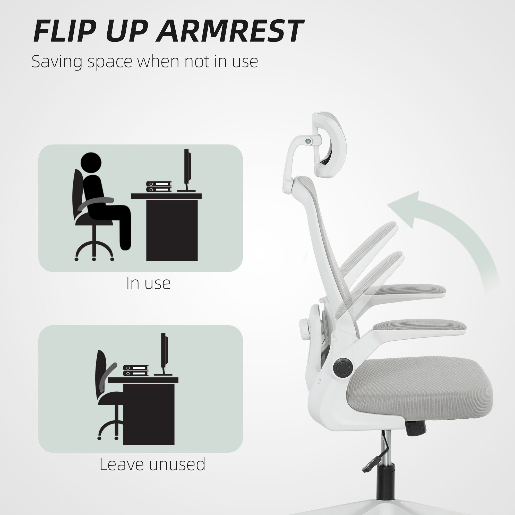 HOMCOM Multi-Adjust Office Chair - Grey - North Peak Garden Furniture