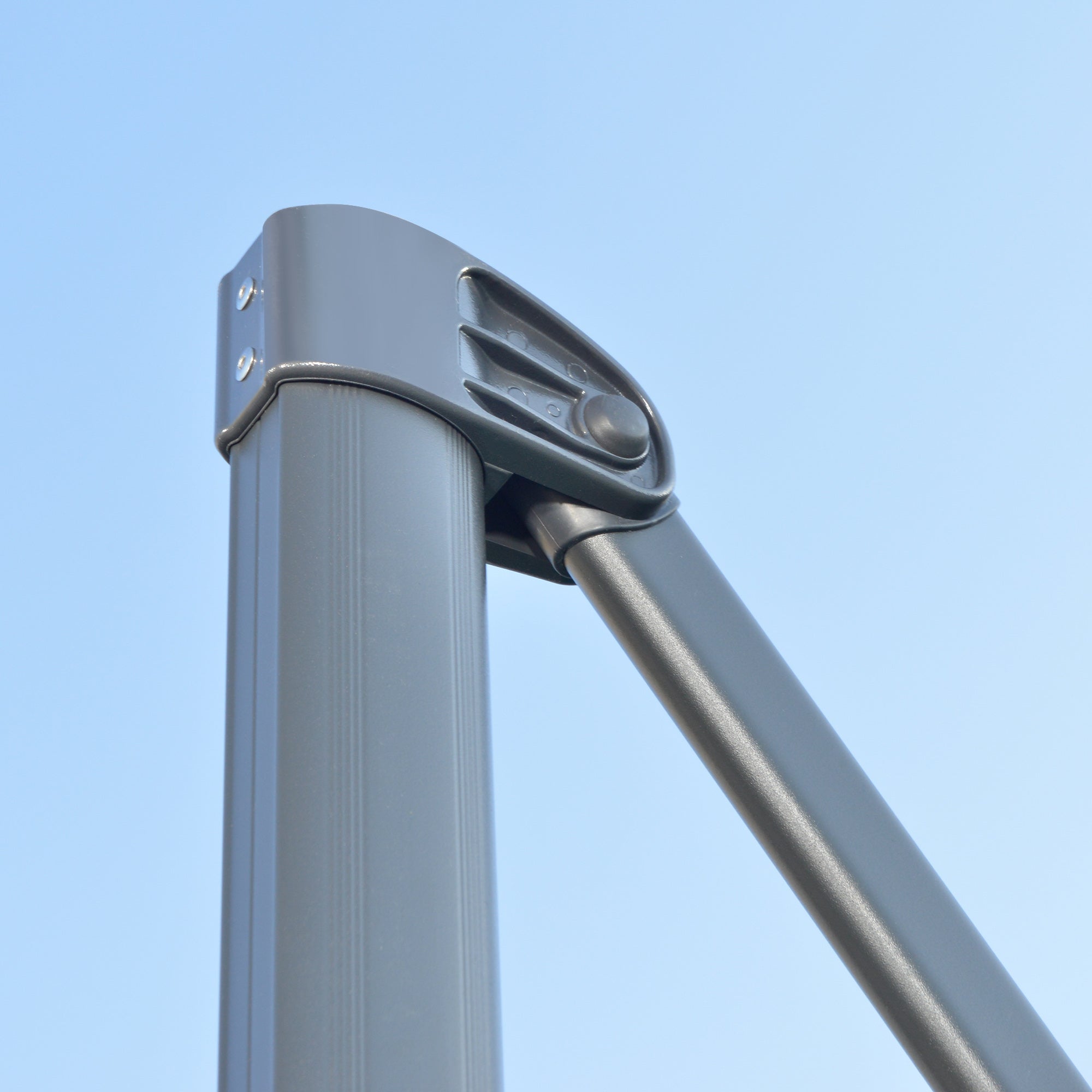 Outsunny 3 x 3(m) Cantilever Parasol with Cross Base, Garden Umbrella with 360° Rotation, Crank Handle and Tilt for Outdoor, Patio, Grey - North Peak Garden Furniture