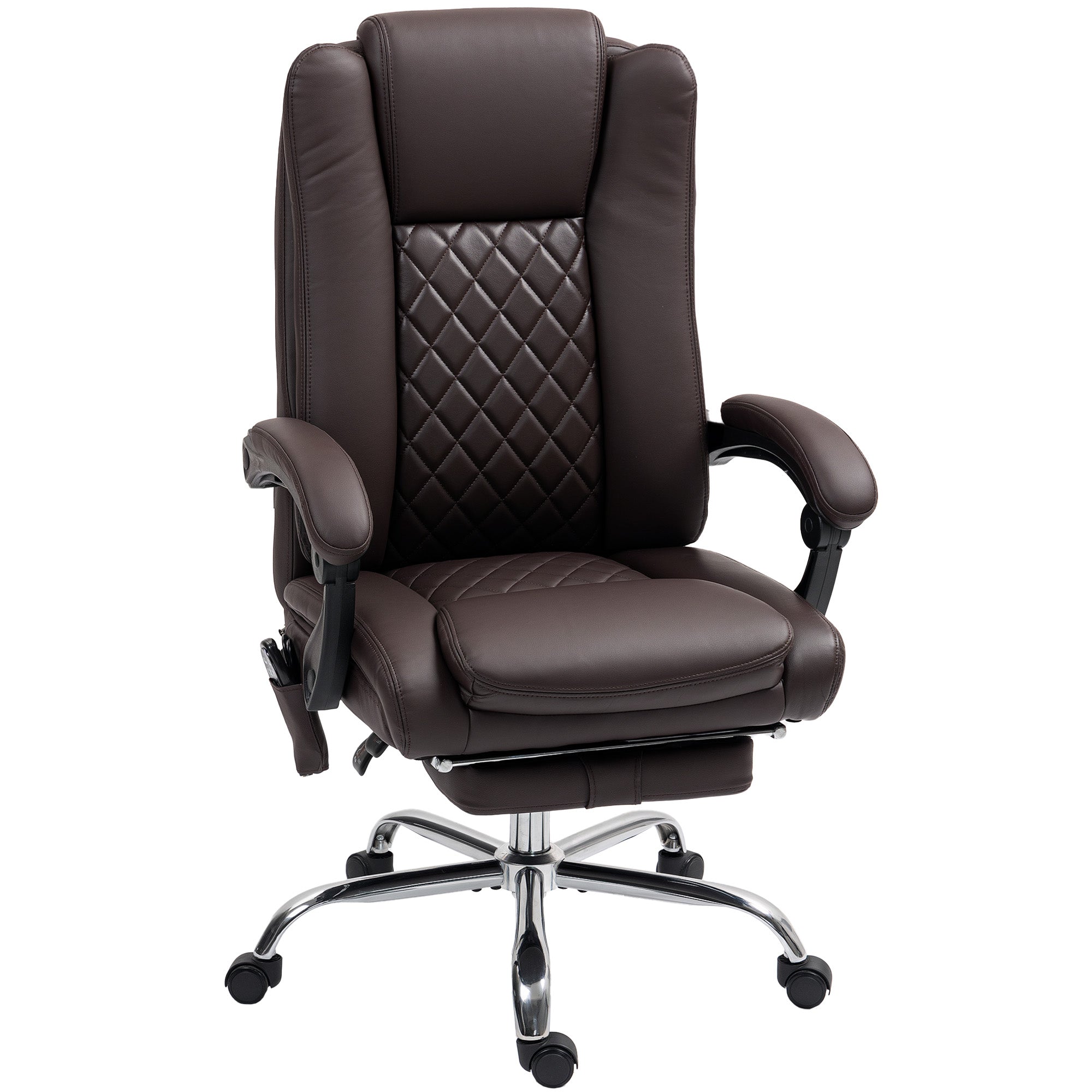 HOMCOM Executive Office Chair with 6-point Massage and Heat - Dark Brown - North Peak Garden Furniture