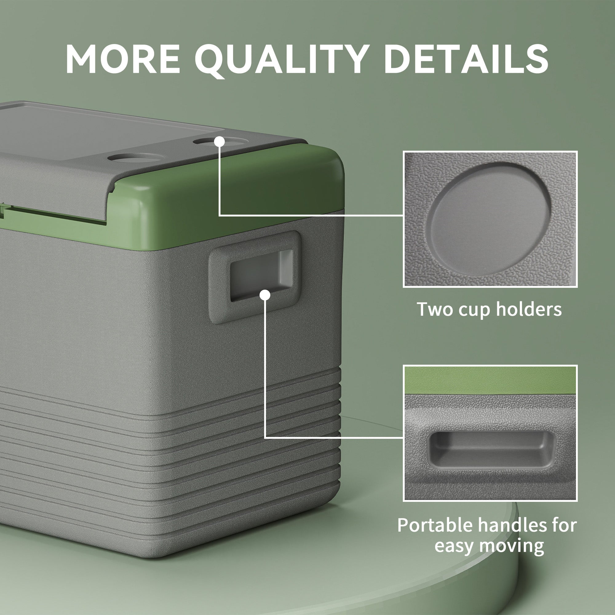 Outsunny 40L Portable Car Refrigerator - Light Green and Grey - North Peak Garden Furniture