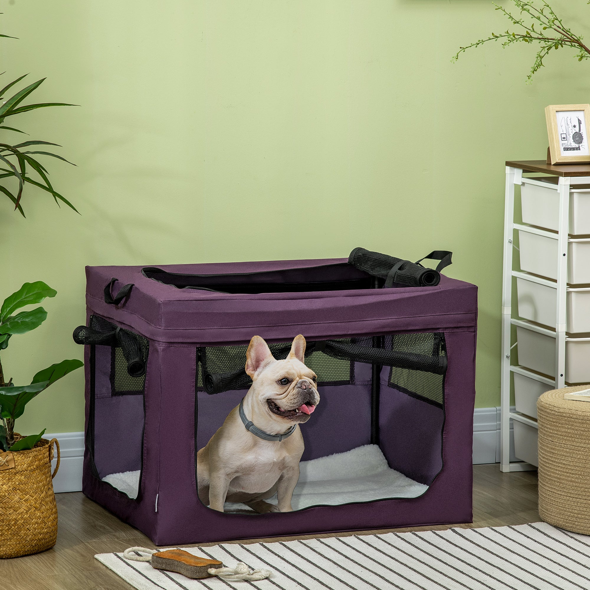 PawHut 80cm Pet Carrier, with Cushion, for Small and Medium Dogs - Purple - North Peak Garden Furniture