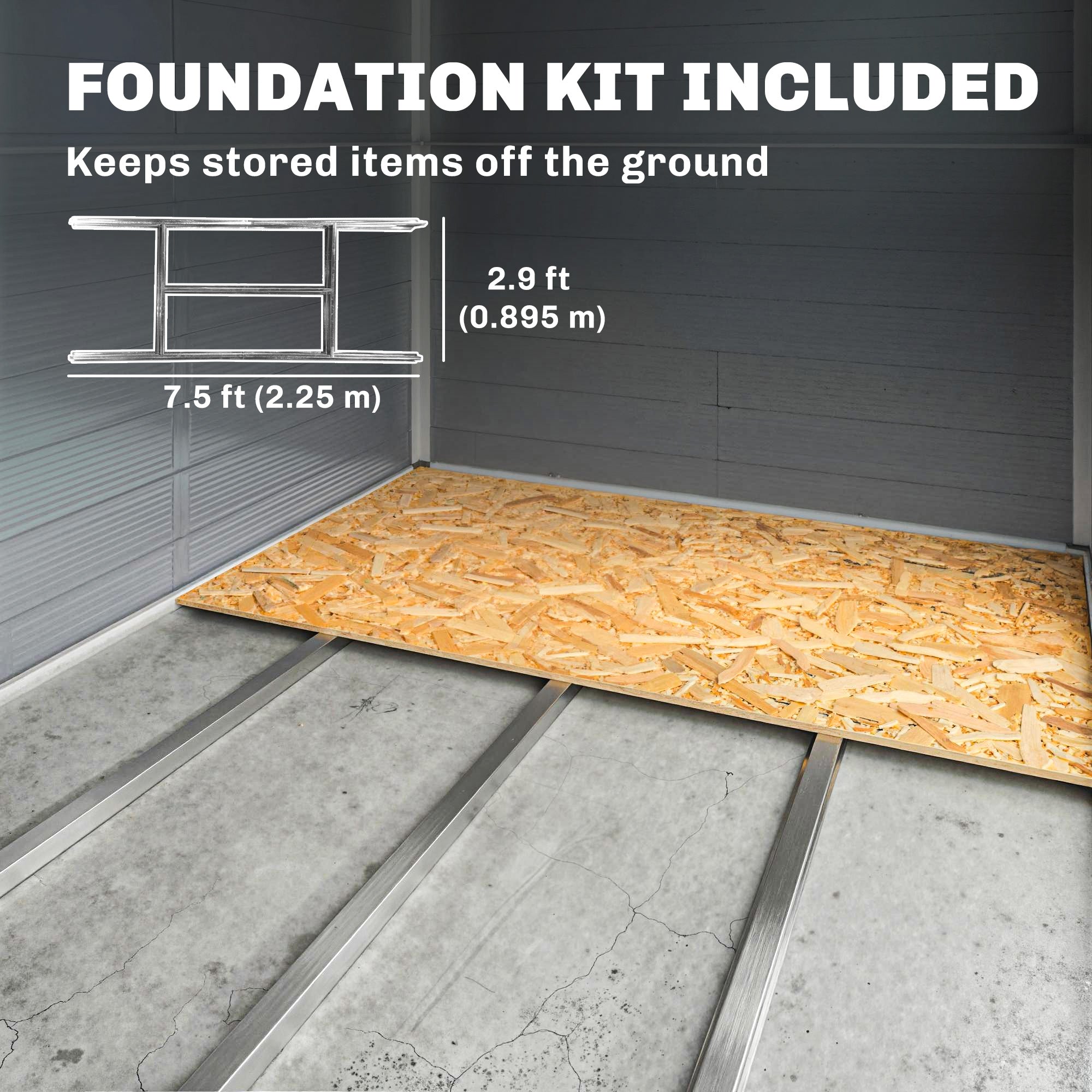 Outsunny 7.9ft x 6.2ft Aluminium Frame and Plastic Wall Shed, with Foundation - Grey