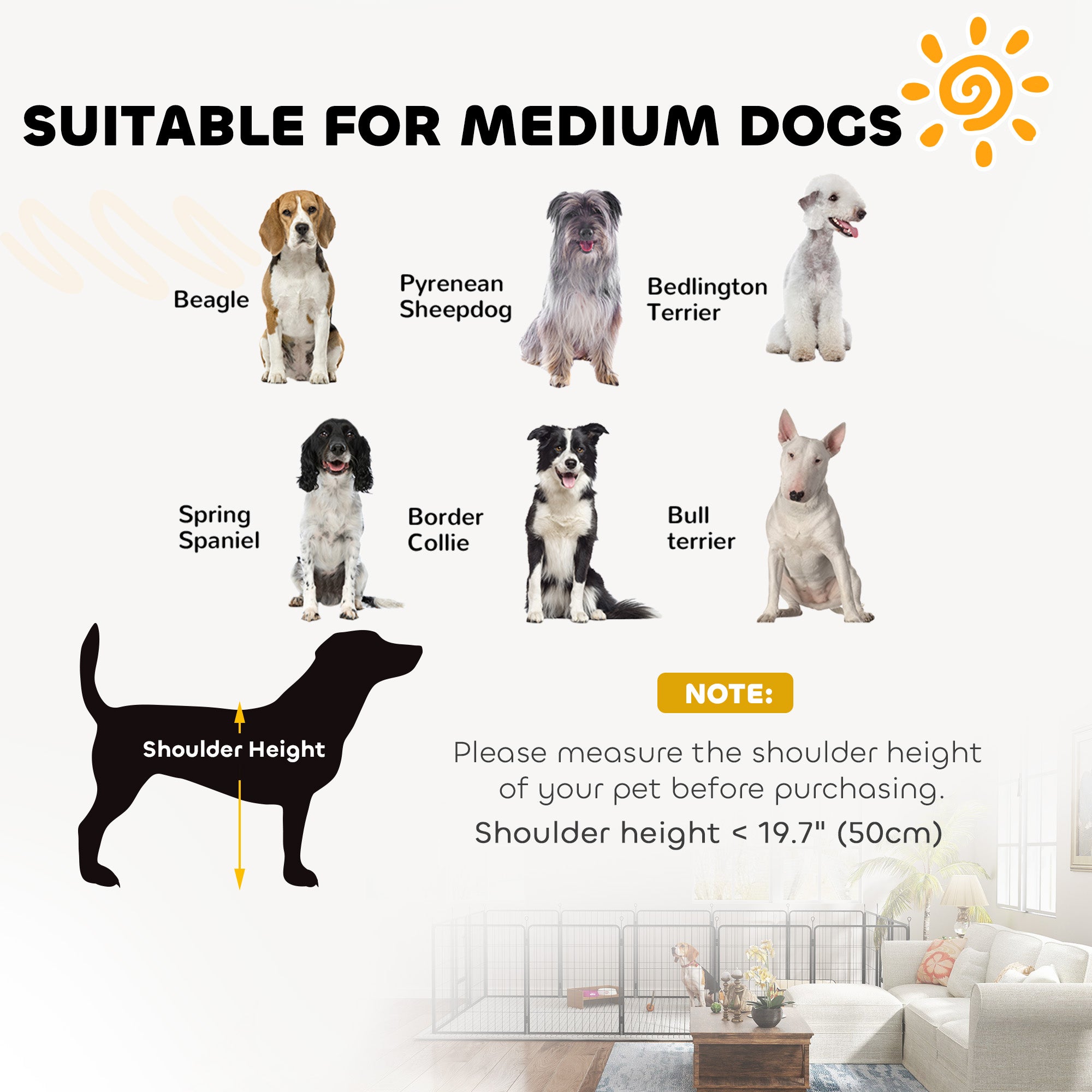 PawHut 12 Panels Heavy Duty Dog Playpen with Doors, for Medium Dogs, 80cm High, Black - North Peak Garden Furniture