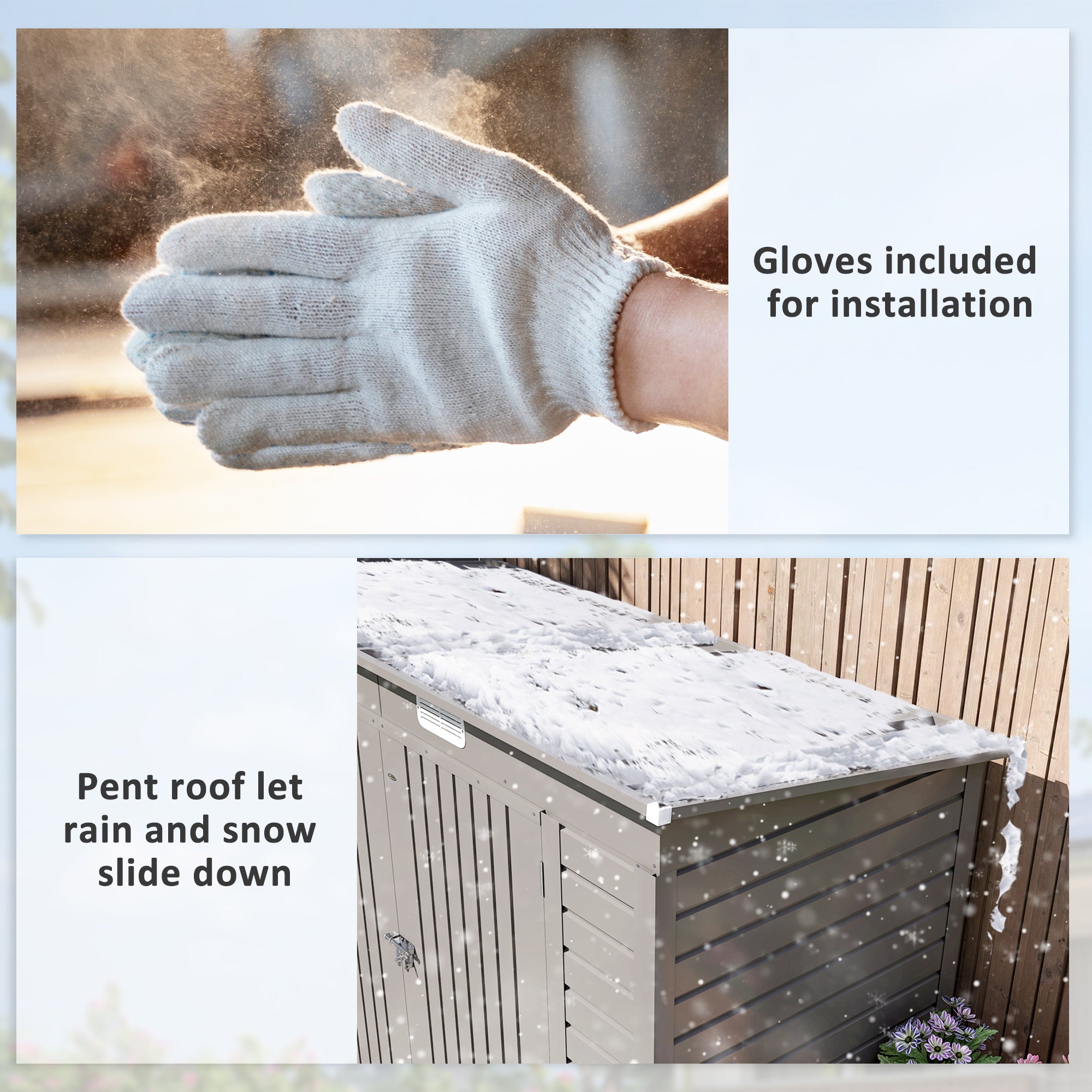 Outsunny 3.7 x 7.9ft Galvanised Steel Shed, with Latched Door and Padlock - Light Grey - North Peak Garden Furniture