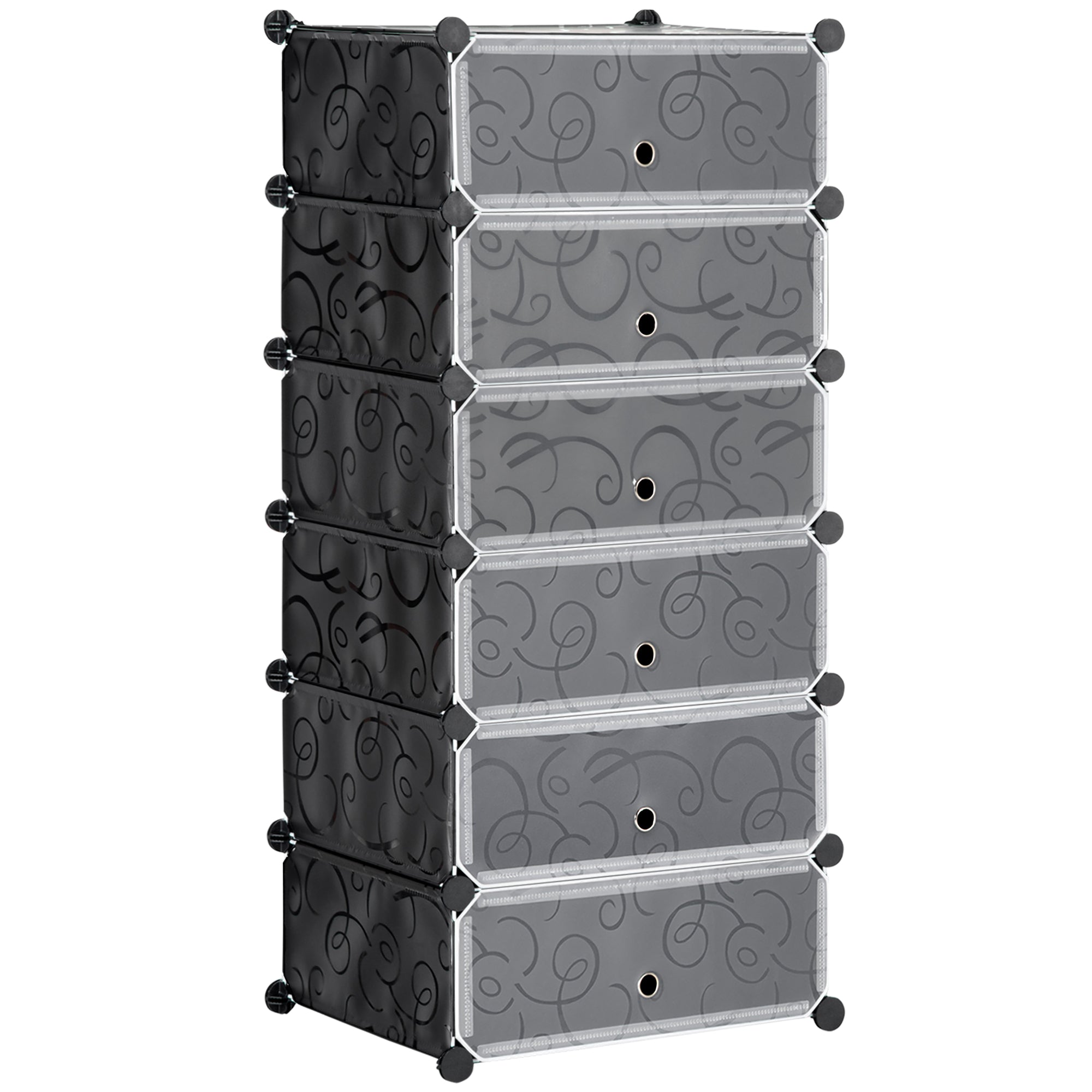 HOMCOM Six Cube Modular Storage Storage Unit - Black - North Peak Garden Furniture