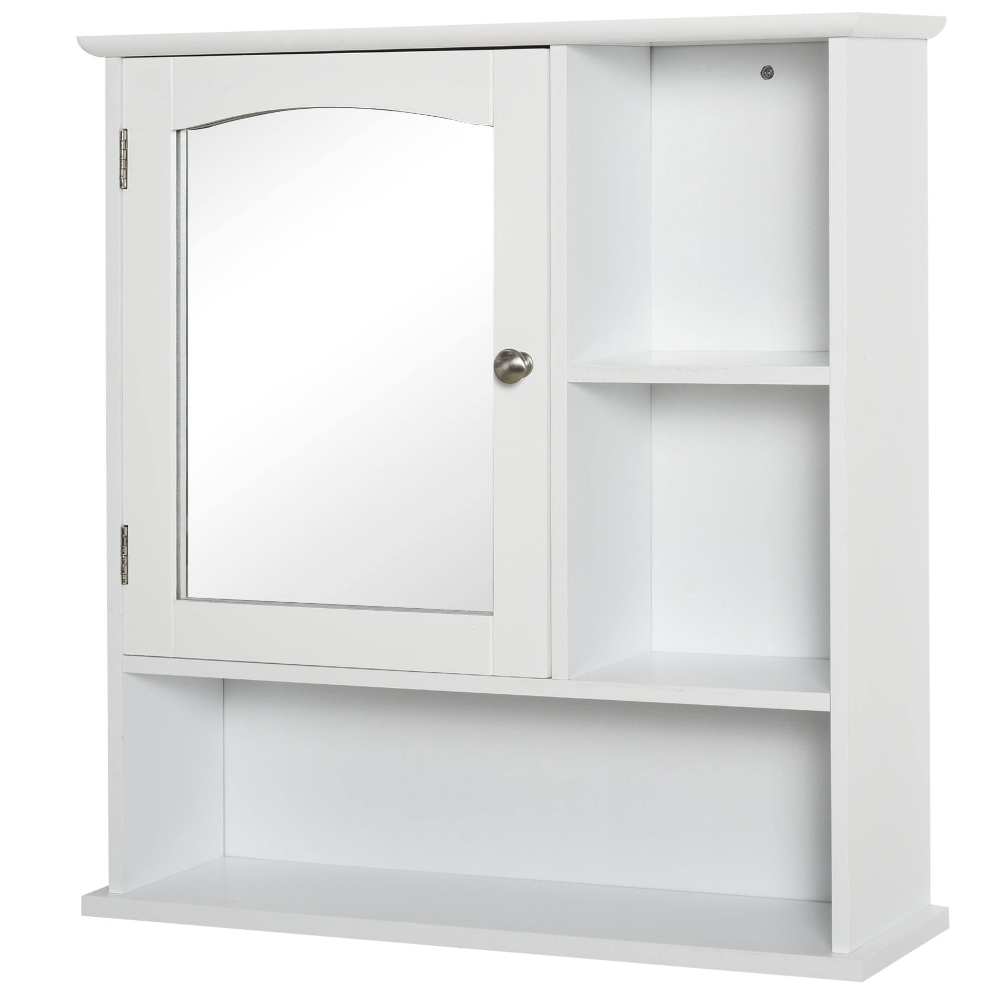kleankin Bathroom Cabinet, Wall Mount Storage Organizer with Mirror, Adjustable Shelf for Bathroom, Kitchen, Bedroom, White - North Peak Garden Furniture