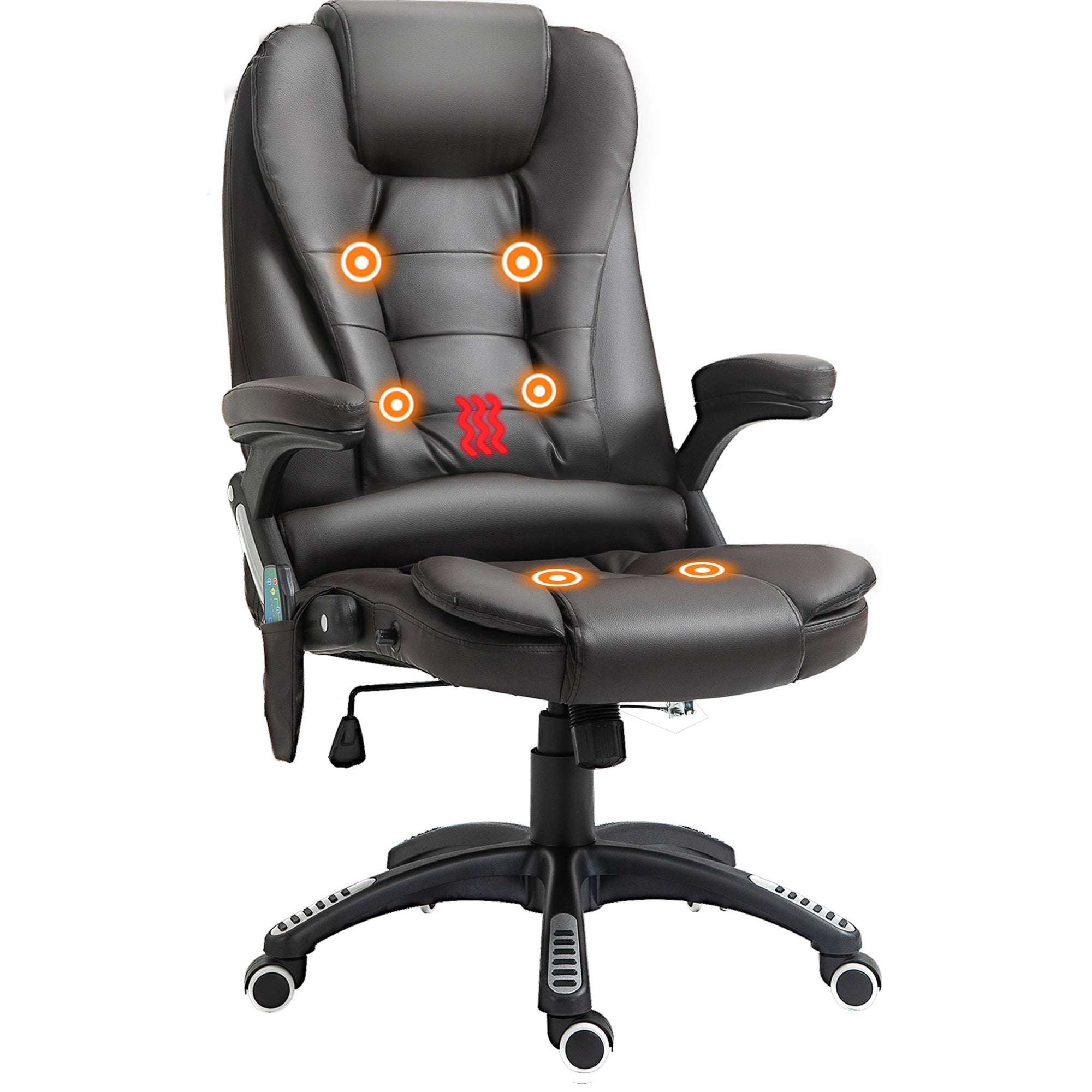 HOMCOM Executive Office Chair with Massage and Heat, High Back PU Leather Massage Office Chair with Adjustable Height, Brown