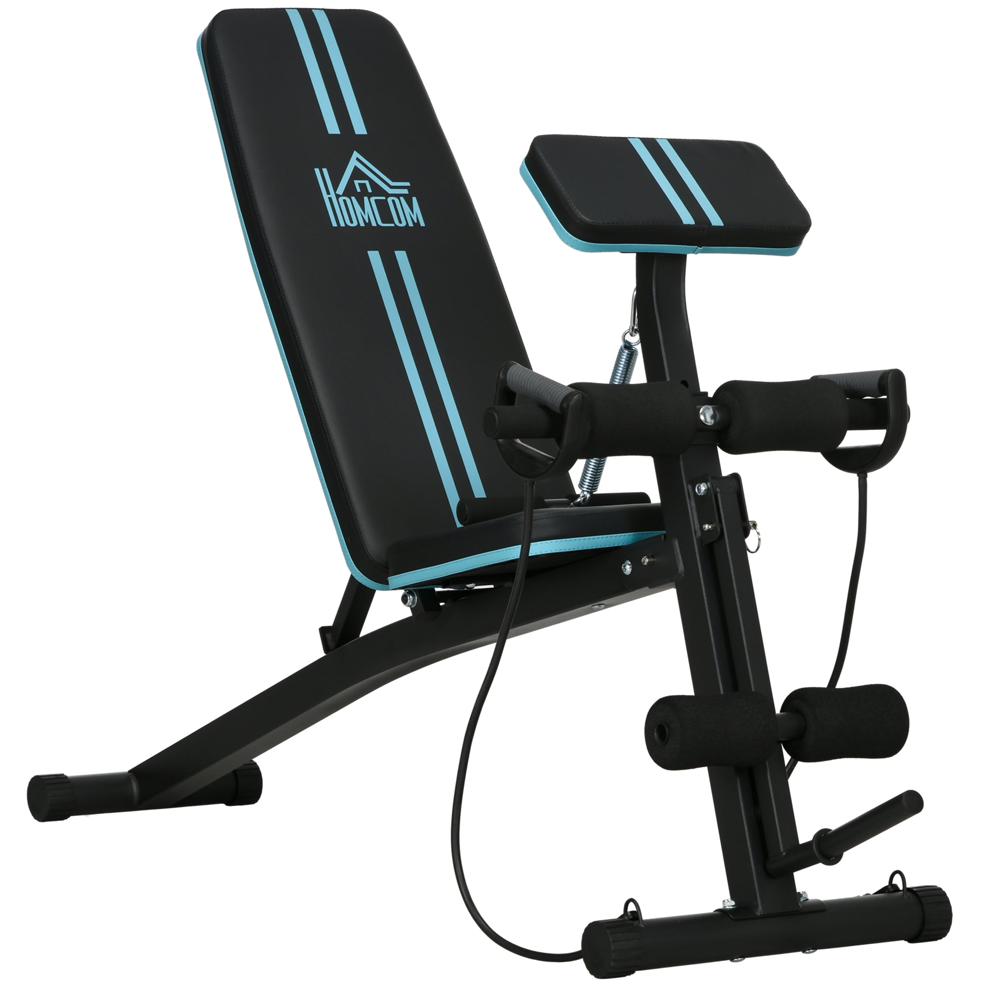 HOMCOM Foldable Weight Bench, Adjustable Strength Training Sit Up Ab Bench, Incline/Decline, Blue - North Peak Garden Furniture