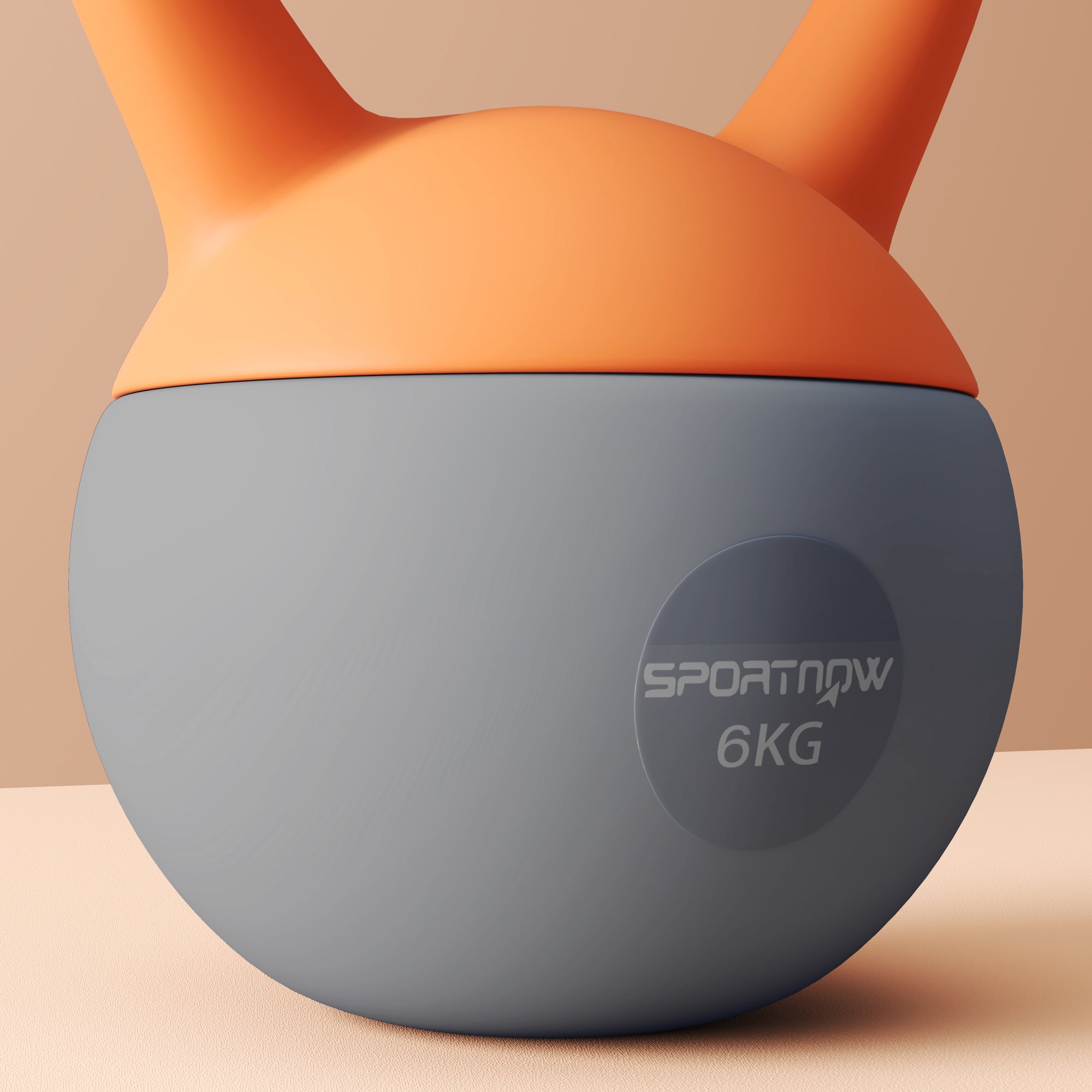 SPORTNOW Soft Kettlebell, 6kg Kettle Bell with Non-Slip Handle for Home Gym Weight Lifting and Strength Training, Orange and Grey