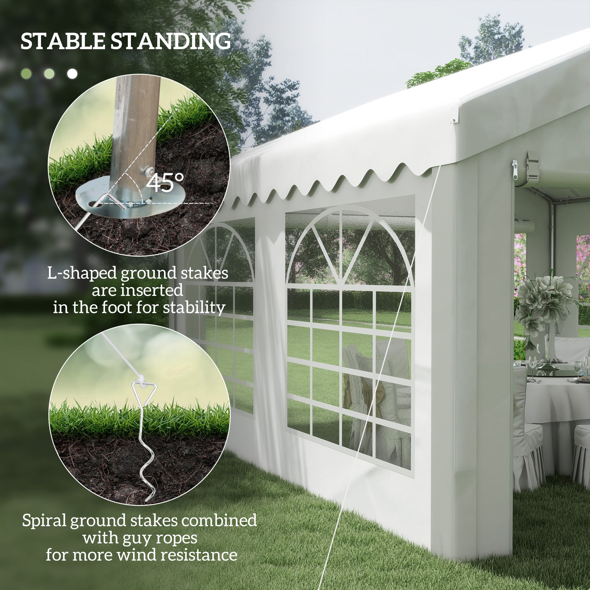 Outsunny 4m x 4 m Garden Gazebo Portable Carport Shelter with Removable Sidewalls & Double Doors, Heavy Duty Party Tent Car Canopy - North Peak Garden Furniture