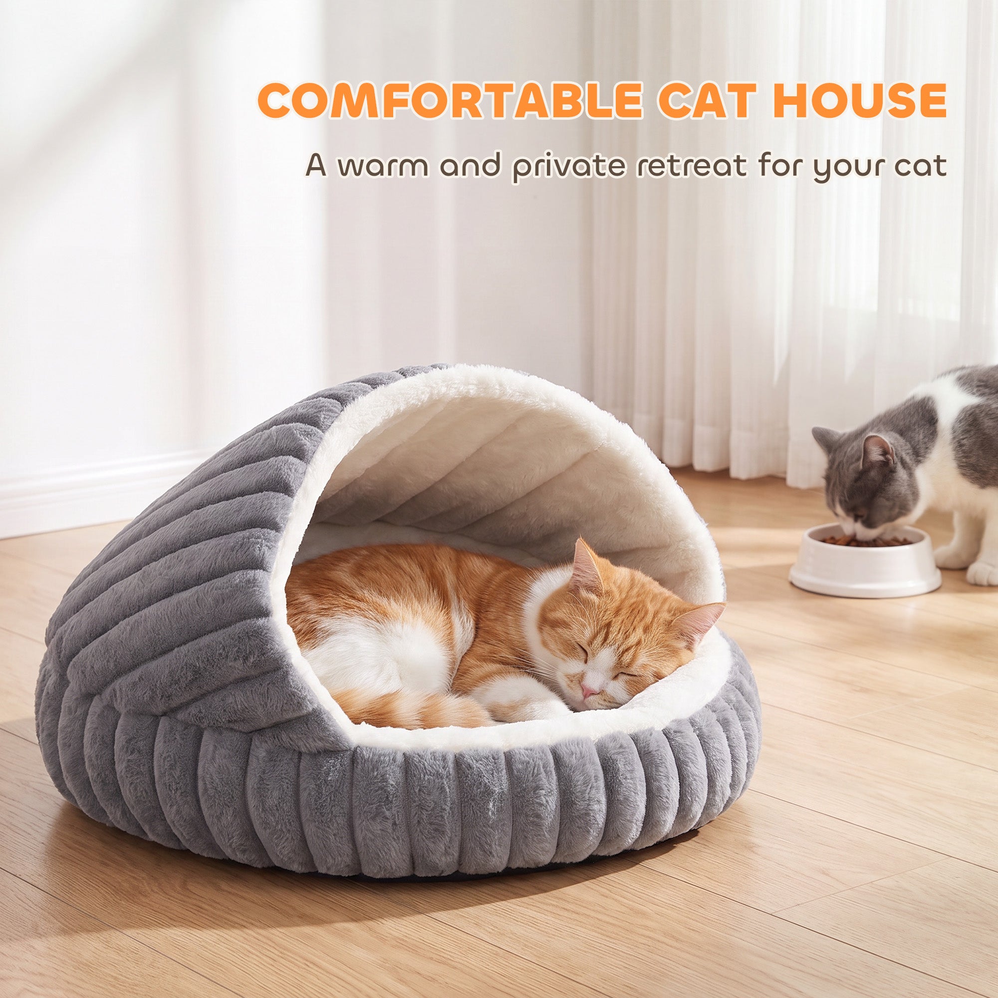 PawHut Cat Bed for Indoor Kittens, Cat Cave House with Non-Slip Bottom and Washable Cushion
