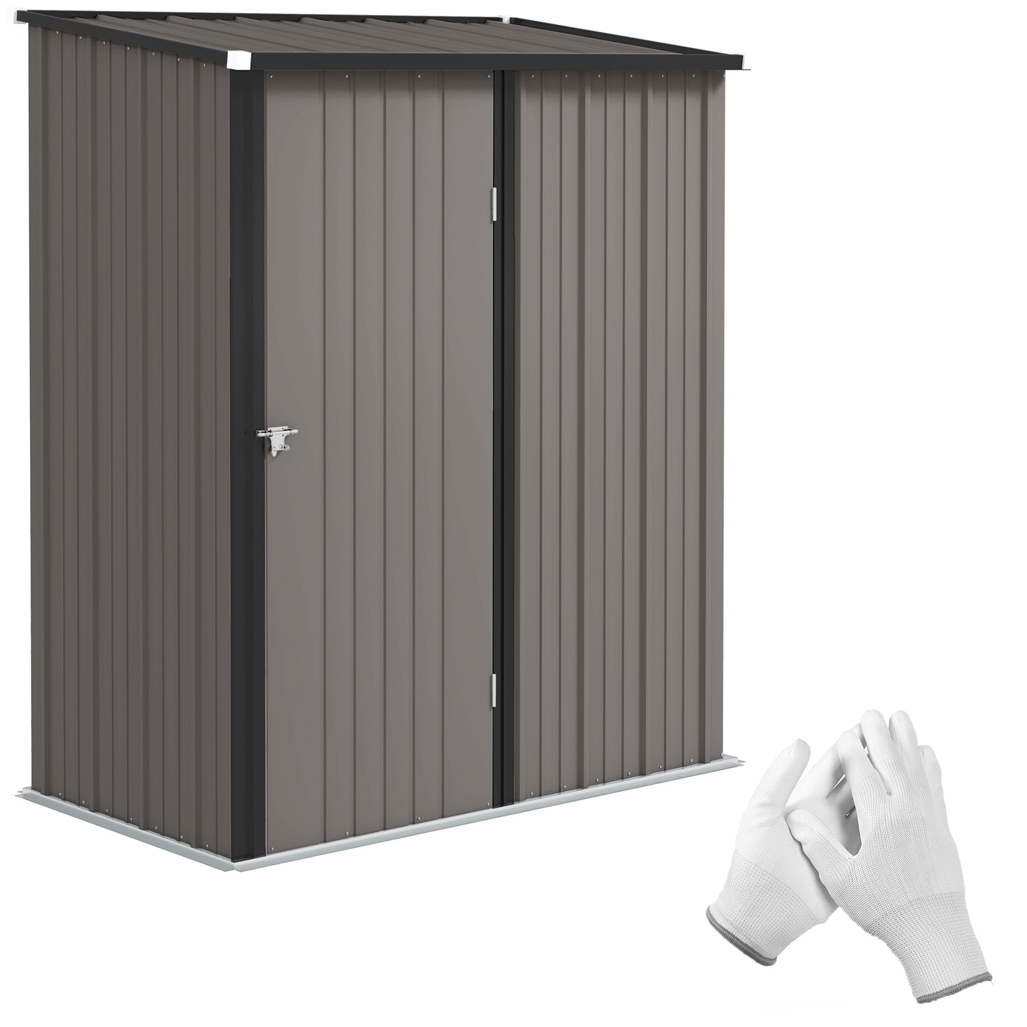 Outsunny 5.3 x 3.1ft Corrugated Steel Garden Shed - Light Grey - North Peak Garden Furniture