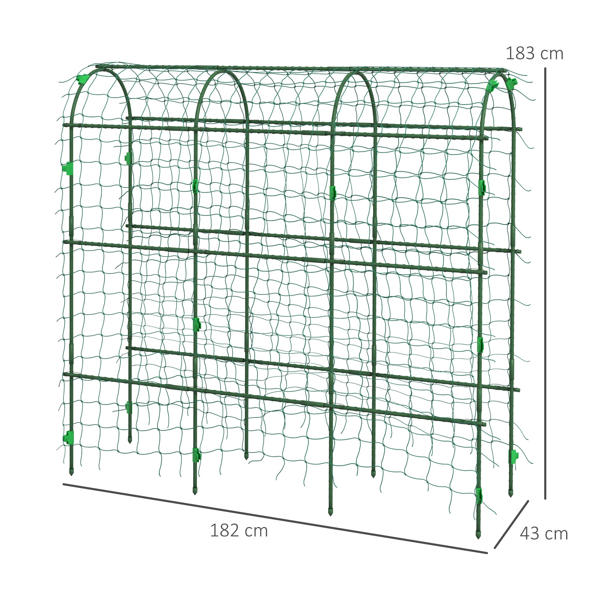 Outsunny 183 cm Tall Metal Garden Trellis, Arch Trellis for Climbing Plants Outdoor with Climbing Net