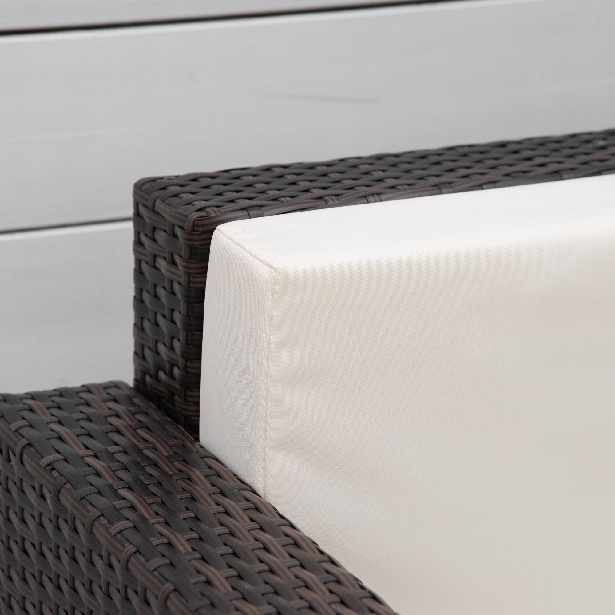 Outsunny Single Seater Rattan Chair Sofa with 10 cm Thick Padded Cushion, All-Weather PE Wicker Weave Garden Armchair with Armrests, Brown - North Peak Garden Furniture