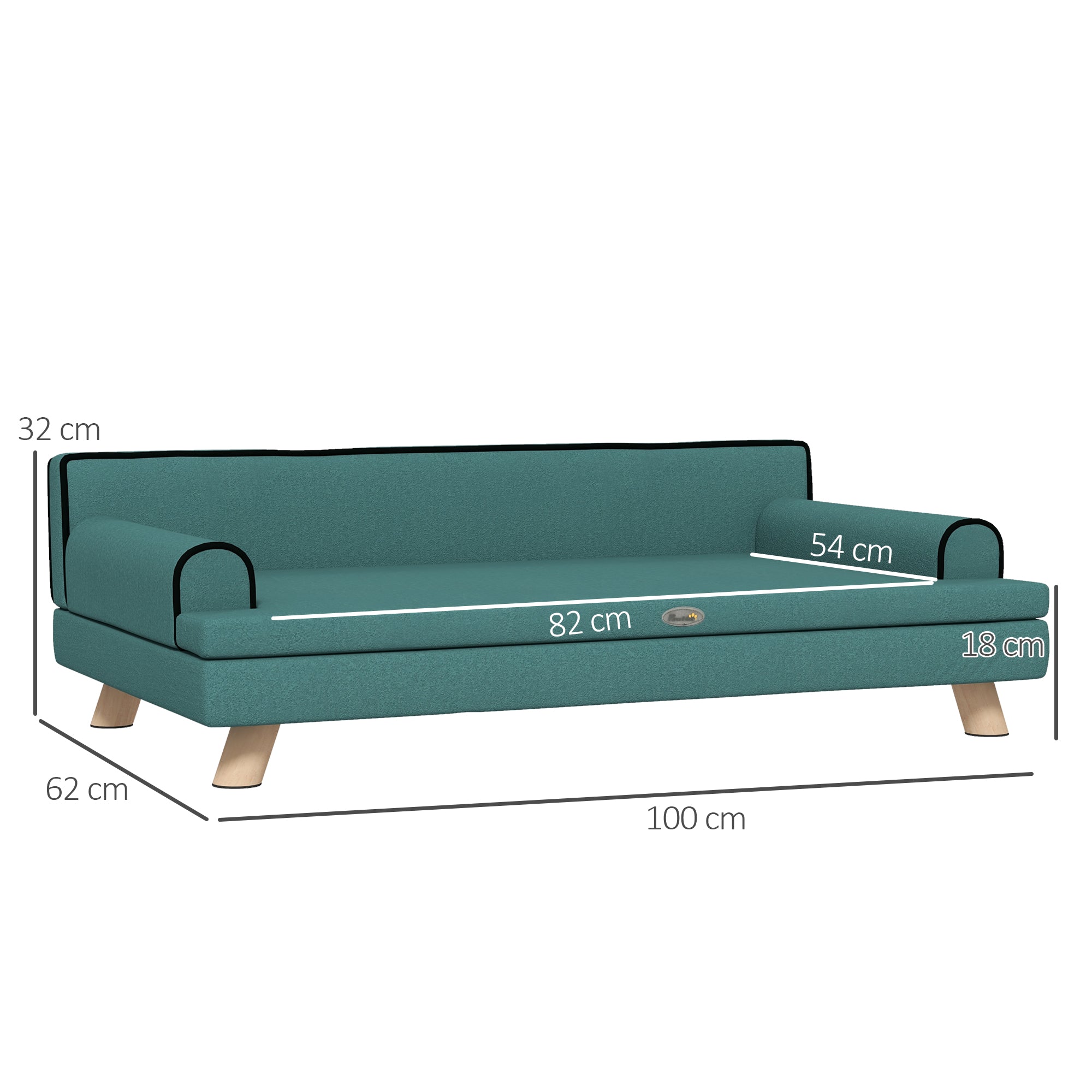 PawHut Dog Sofa, with Wooden Legs, Water-Resistant Fabric, for Medium & Large Dogs - Green - North Peak Garden Furniture