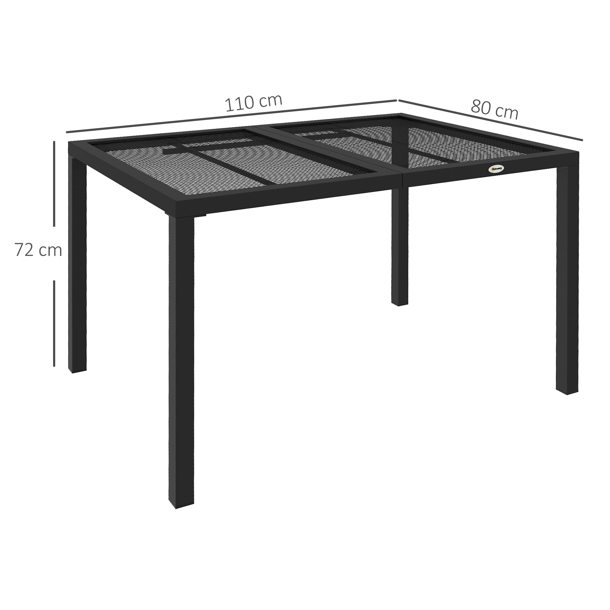 Outsunny Four-Seater Steel Garden Table, with Wired Top - Grey