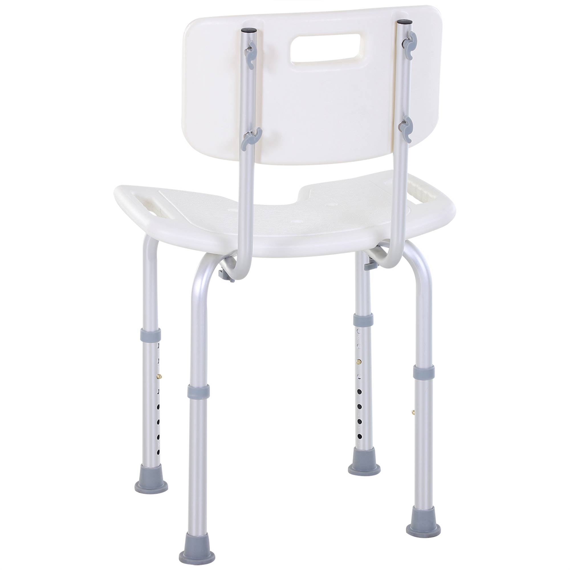 HOMCOM 8-Level Height Adjustable Bath Stool Spa Shower Chair Aluminum w/ Non-Slip Feet, Handle for the Pregnant, Old, Injured - North Peak Garden Furniture