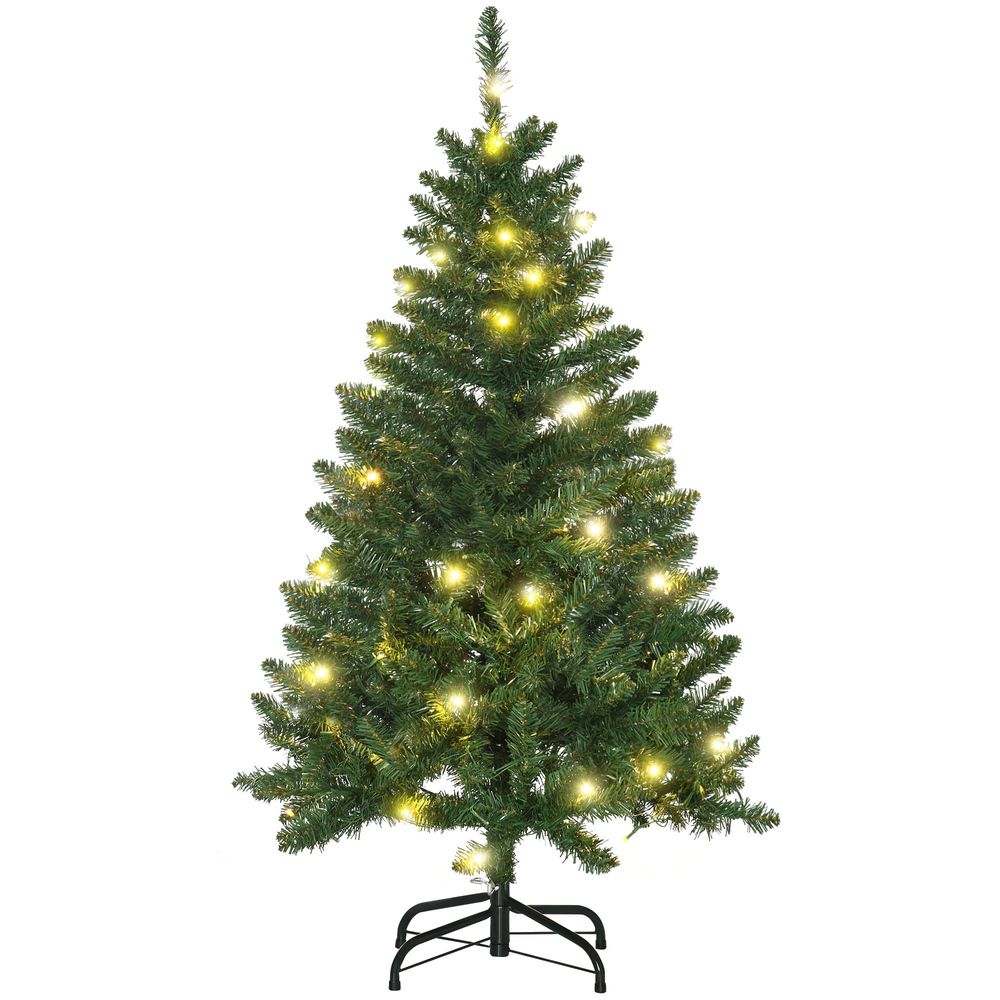 HOMCOM 4FT Christmas Tree Warm White LED Light Holiday Home Decoration, Green - North Peak Garden Furniture