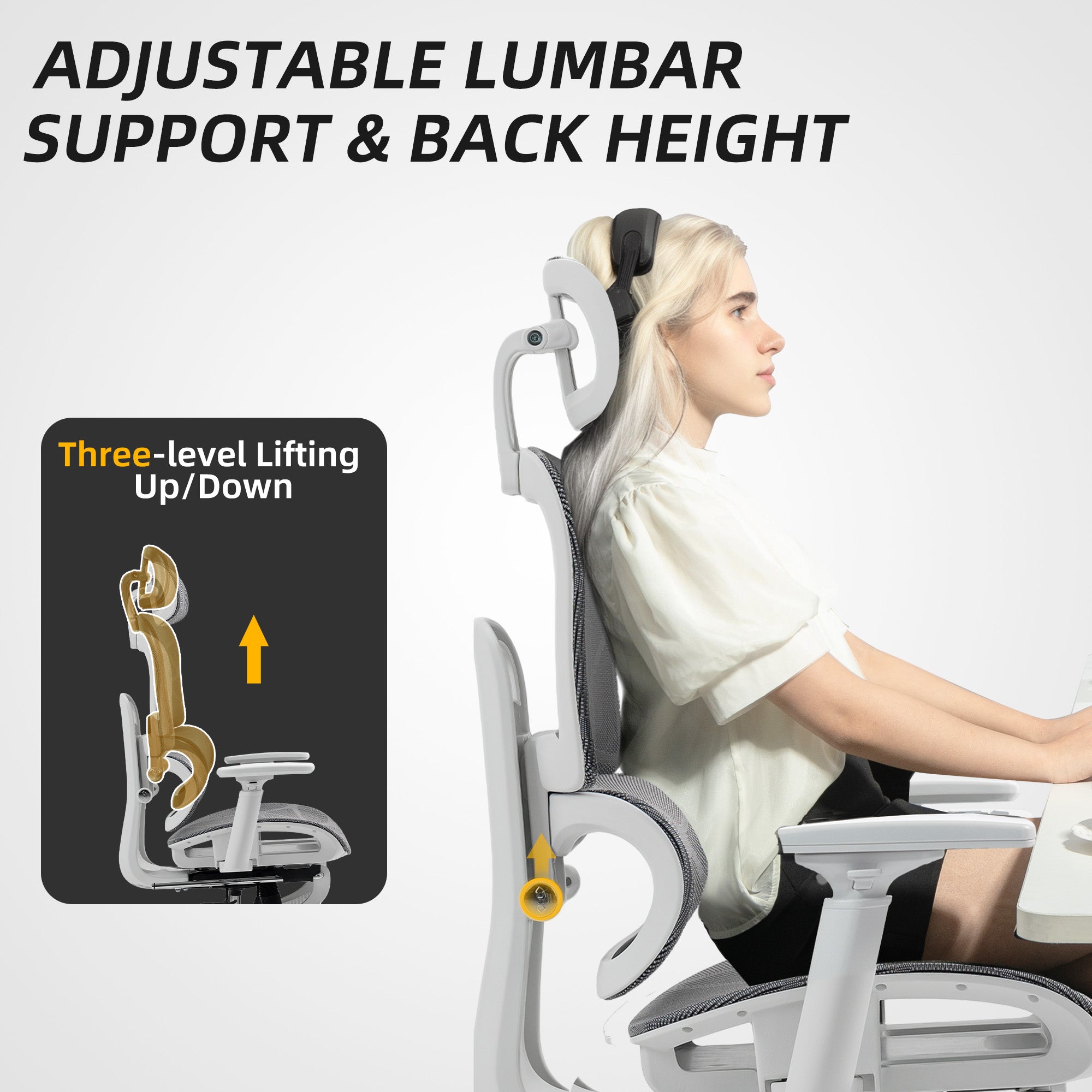 HOMCOM Multi-Adjustable Mesh Office Chair - Grey and White