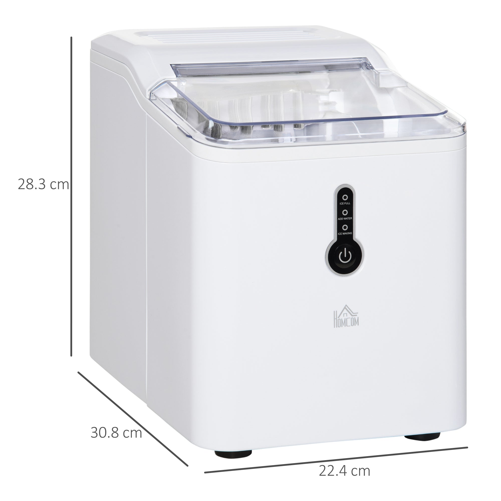 HOMCOM Ice Maker Machine, 1.5L Countertop Ice Cube Maker with Self-Cleaning, 9 Cubes Ready in 8 Mins, 12kg in 24 Hrs, No Plumbing with Basket, White - North Peak Garden Furniture