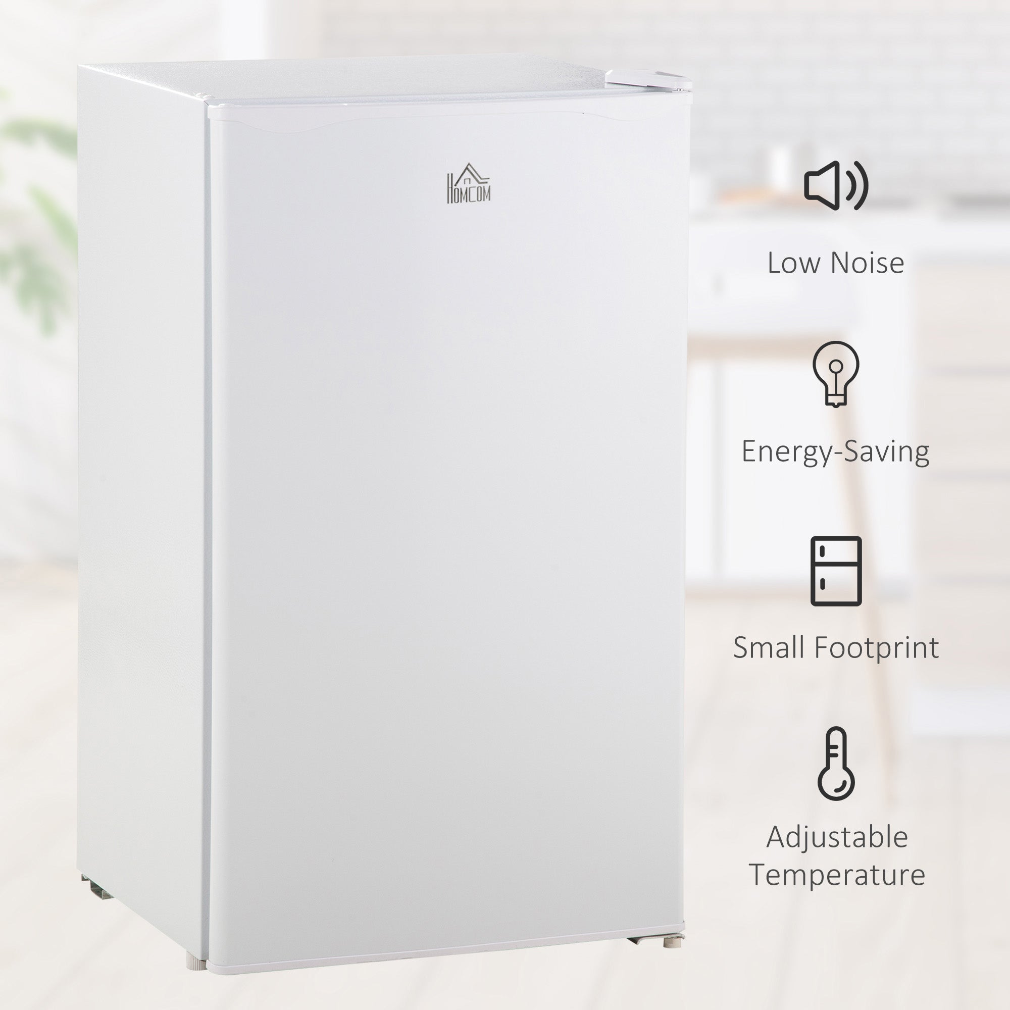 HOMCOM 91 Litre Freestanding Under Counter Fridge Freezer with Chiller Box, Reversible Door, Adjustable Thermostat, 47.5cm Wide, Noise Level: Decibels 40, White