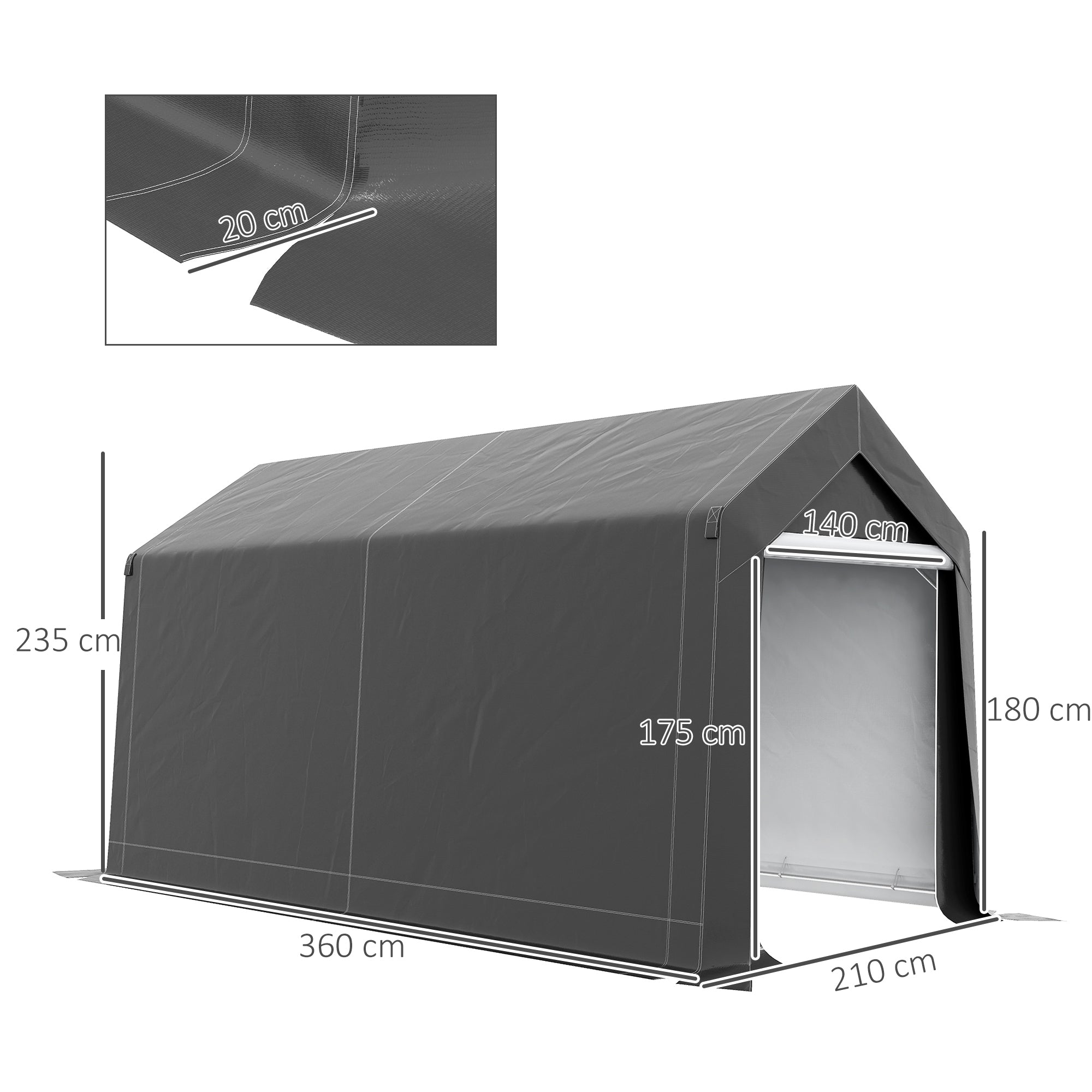 Outsunny 3.6 x 2.1m Portable Outdoor Shed, with Window - Dark Grey - North Peak Garden Furniture