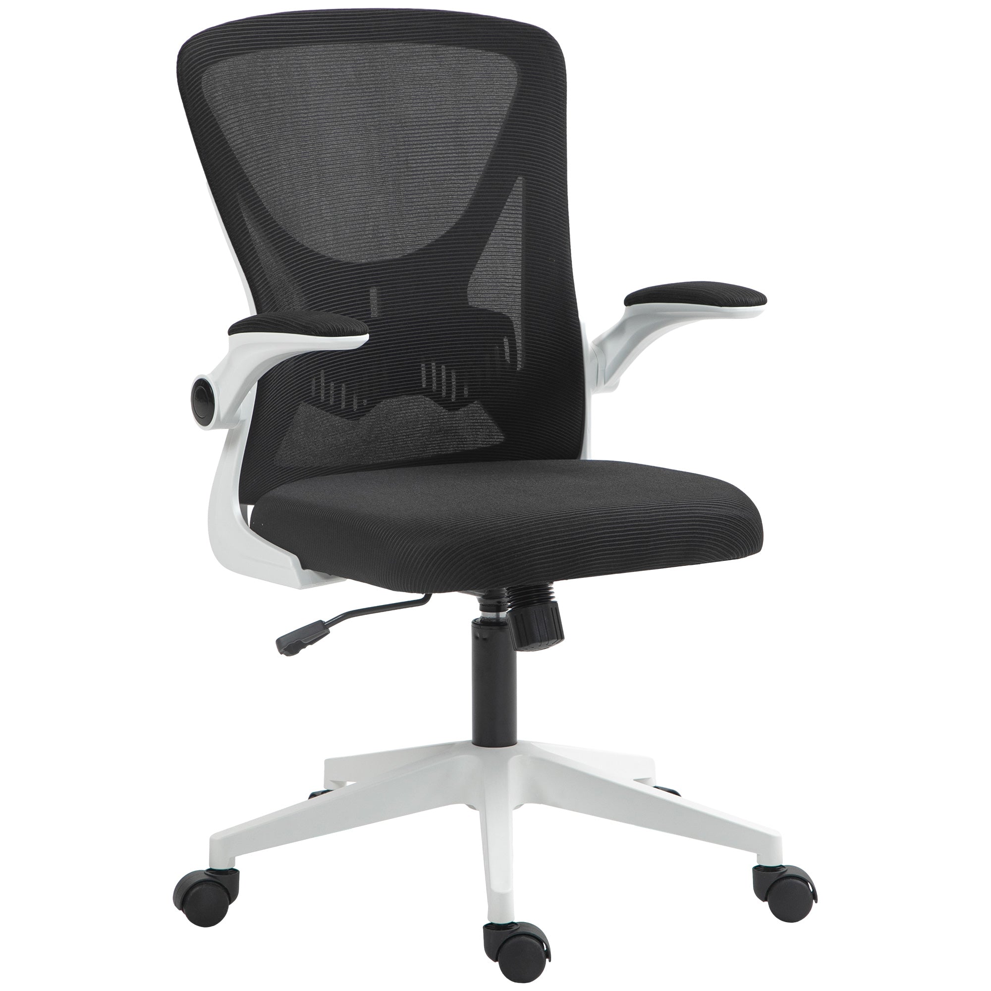 Vinsetto Mesh Back Office Chair, with Flip-Up Arms - Black and White - North Peak Garden Furniture