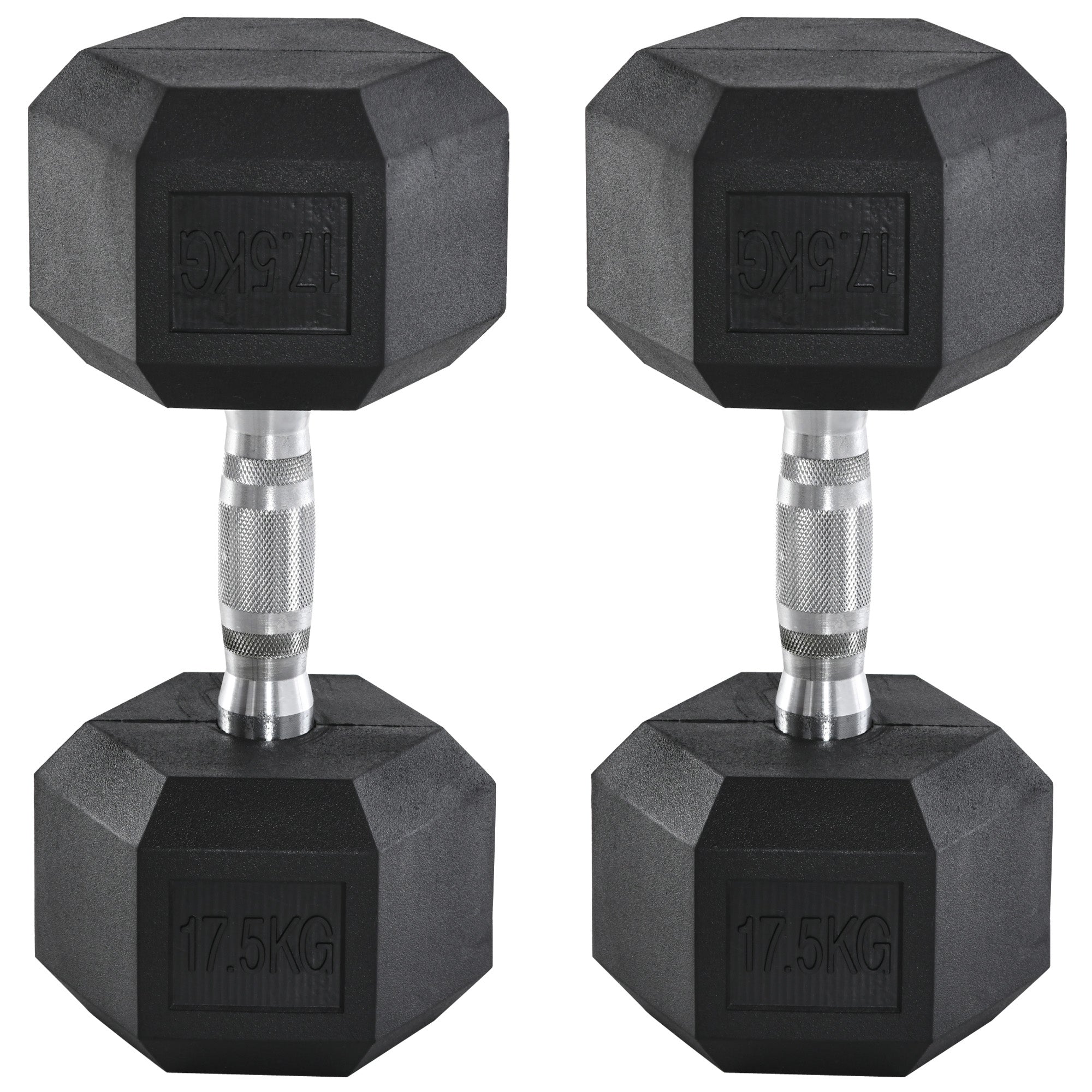 HOMCOM 2x17.5kg Rubber Hex Dumbbell Portable Hand Weights Dumbbell Home Gym Workout Fitness Hand Dumbbell - North Peak Garden Furniture