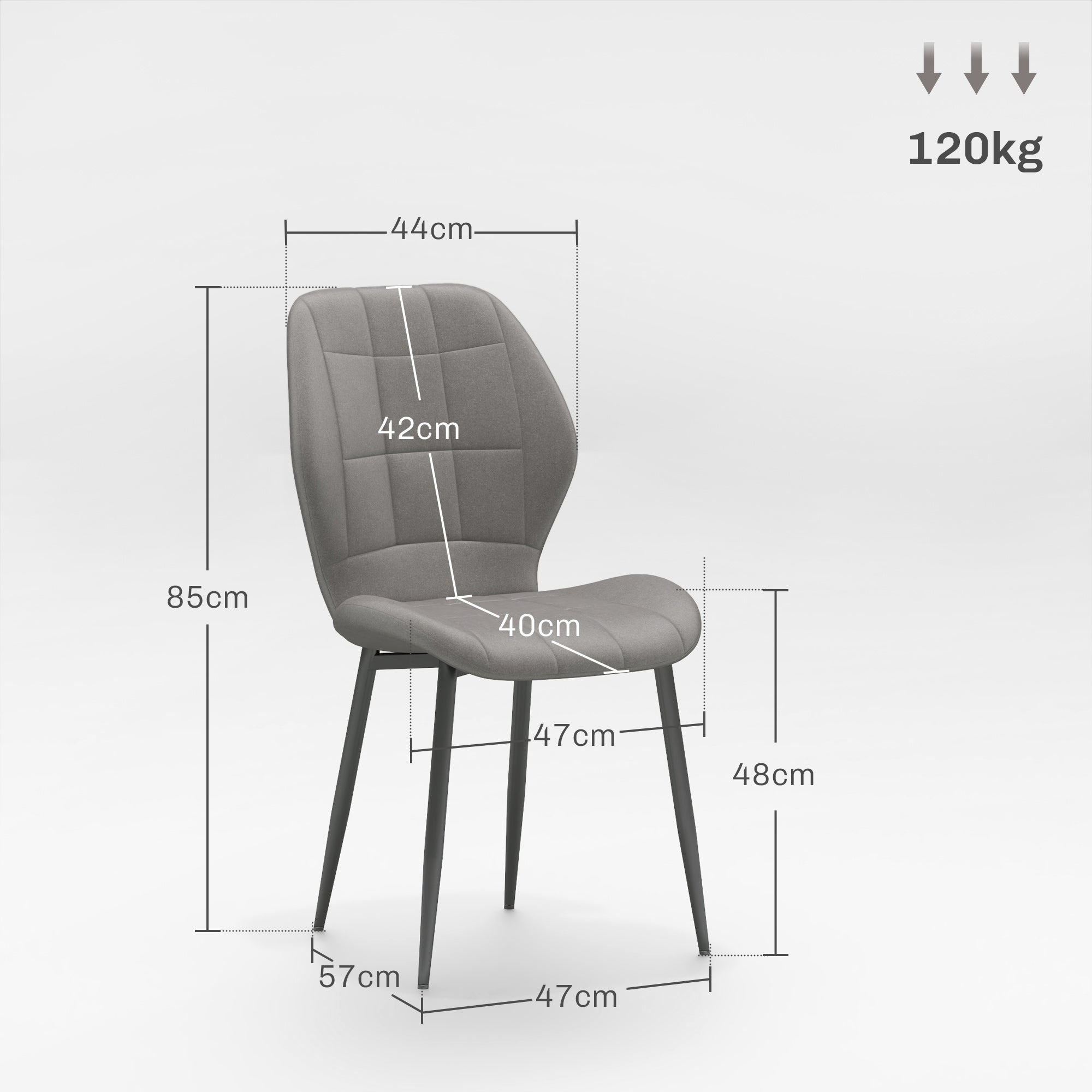 HOMCOM Set of Four Flannel Relaxed Tub Dining Chairs - Light Blue - North Peak Garden Furniture