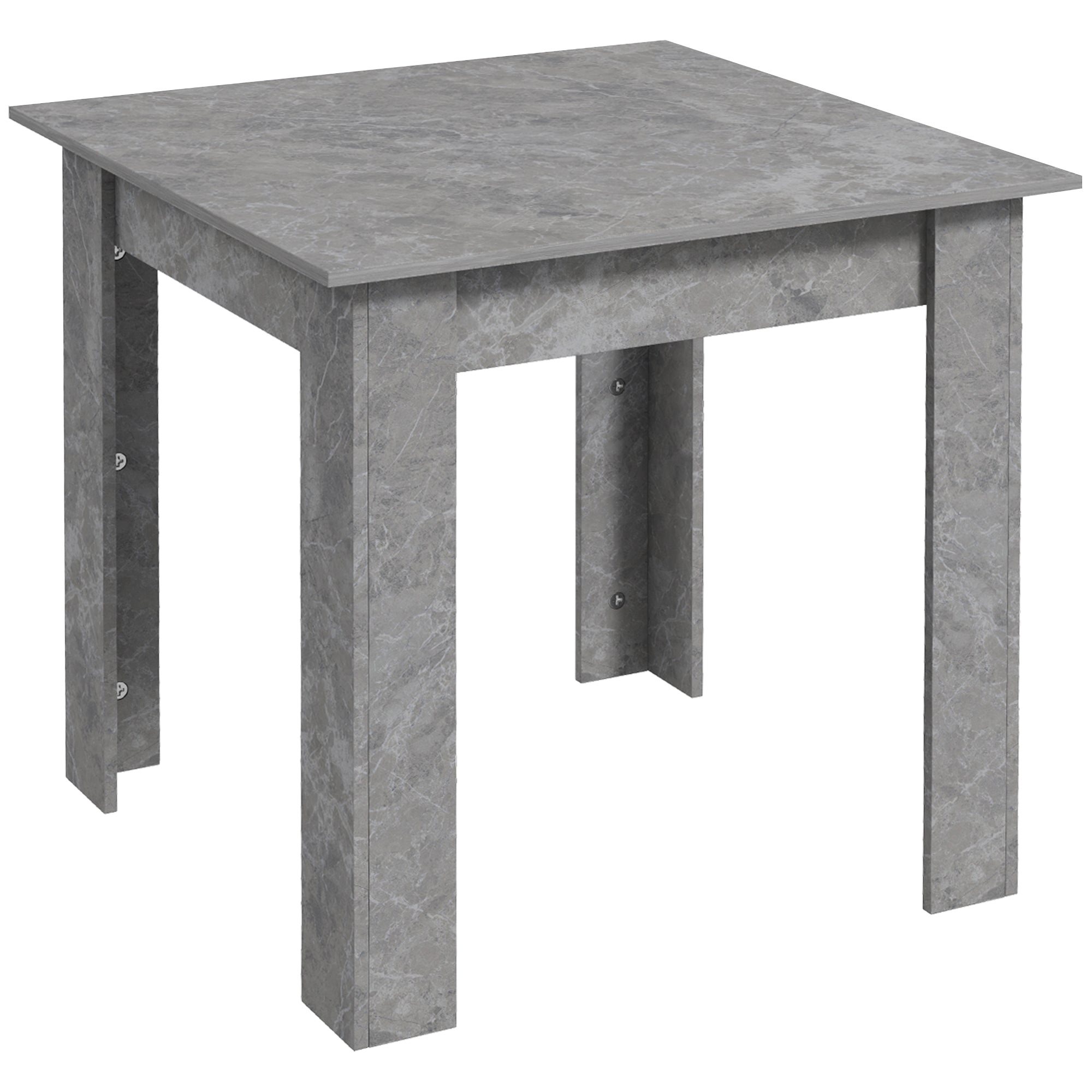 HOMCOM Square Dining Table, Modern Dining Room Table with Faux Cement Effect, Space Saving Small Dining Table - North Peak Garden Furniture
