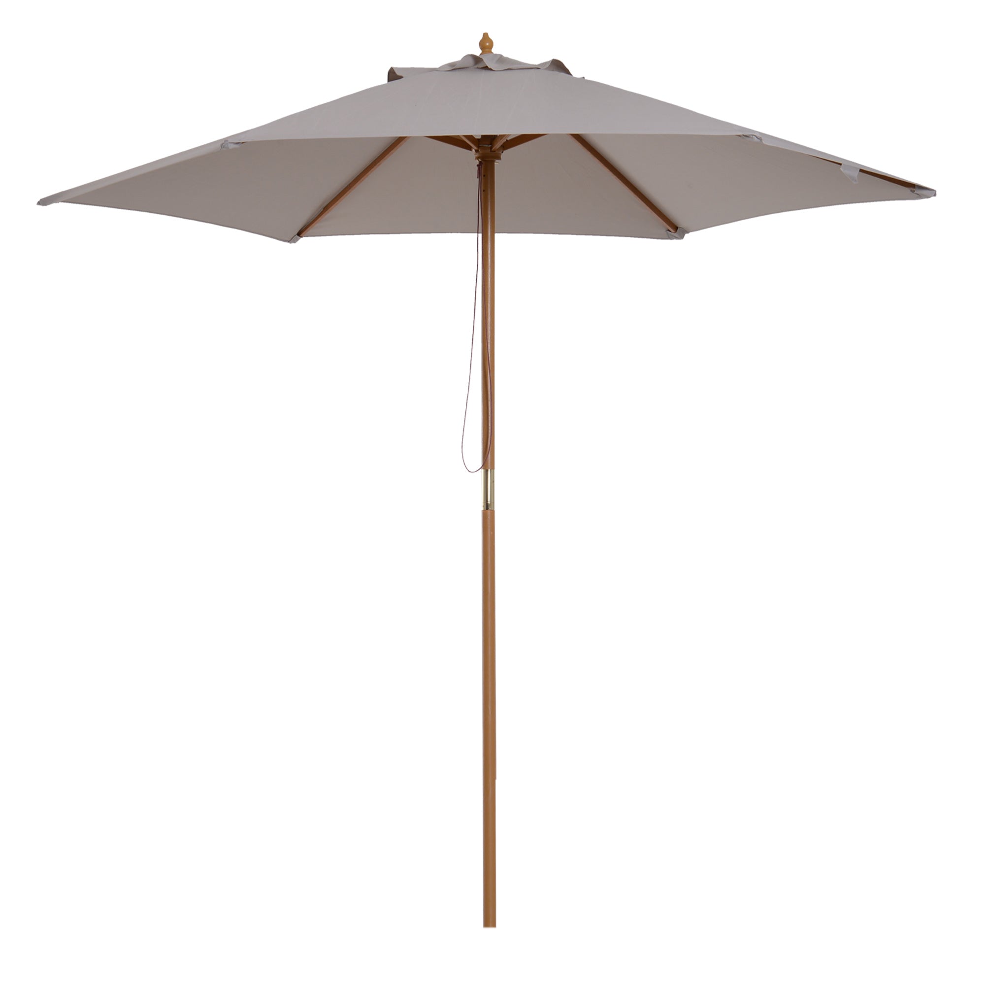 Outsunny 2.5m Wood Garden Parasol Sun Shade Patio Outdoor Wooden Umbrella Canopy Grey - North Peak Garden Furniture
