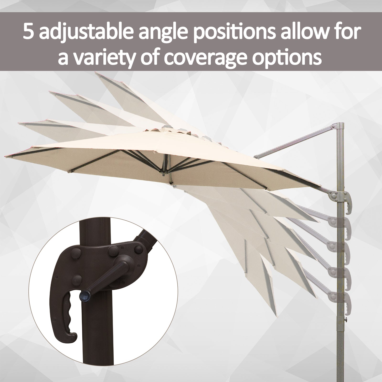 Outsunny Banana Parasol 3M Cantilever Umbrella with Cross Base, Aluminium Frame, 360° Rotation, Hand Crank, Beige