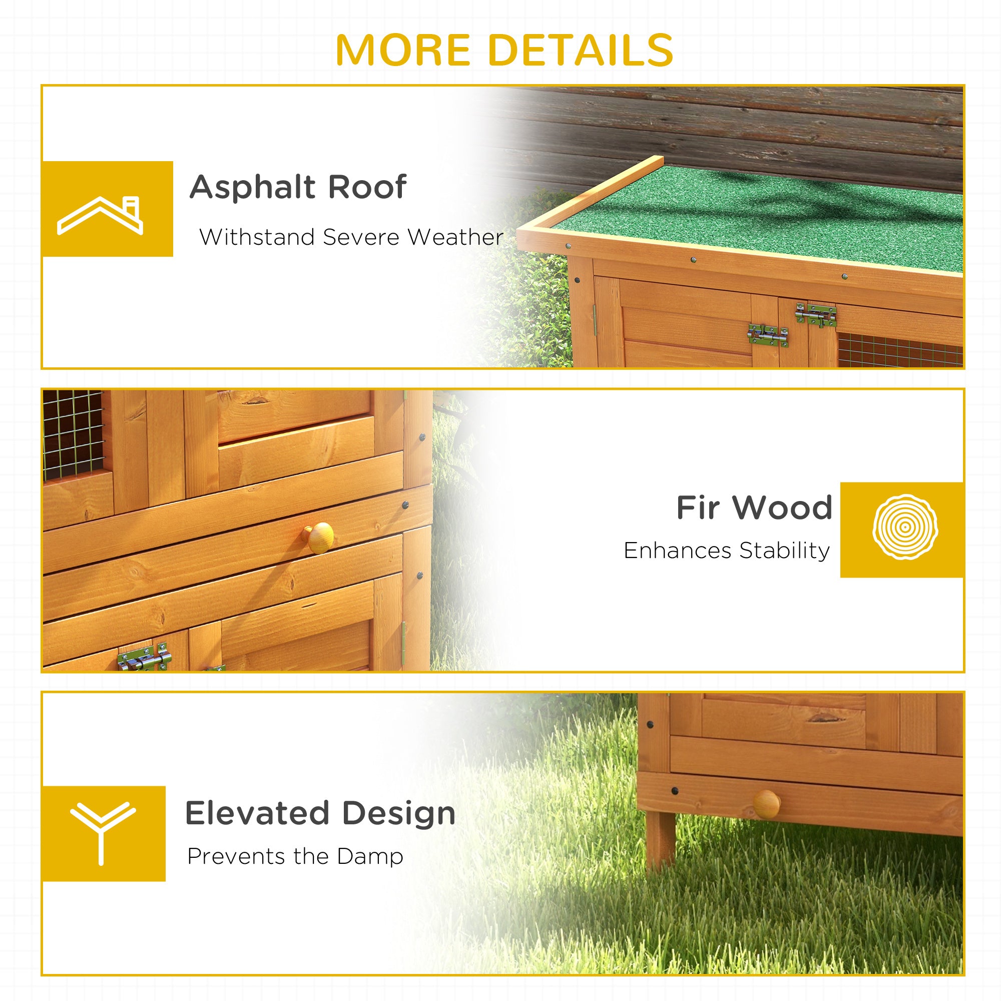 PawHut Rabbit Hutch Outdoor Guinea Pig Hutch Wooden Duck House Pet Cage with Opening Roof, 90 x 45 x 90cm - North Peak Garden Furniture