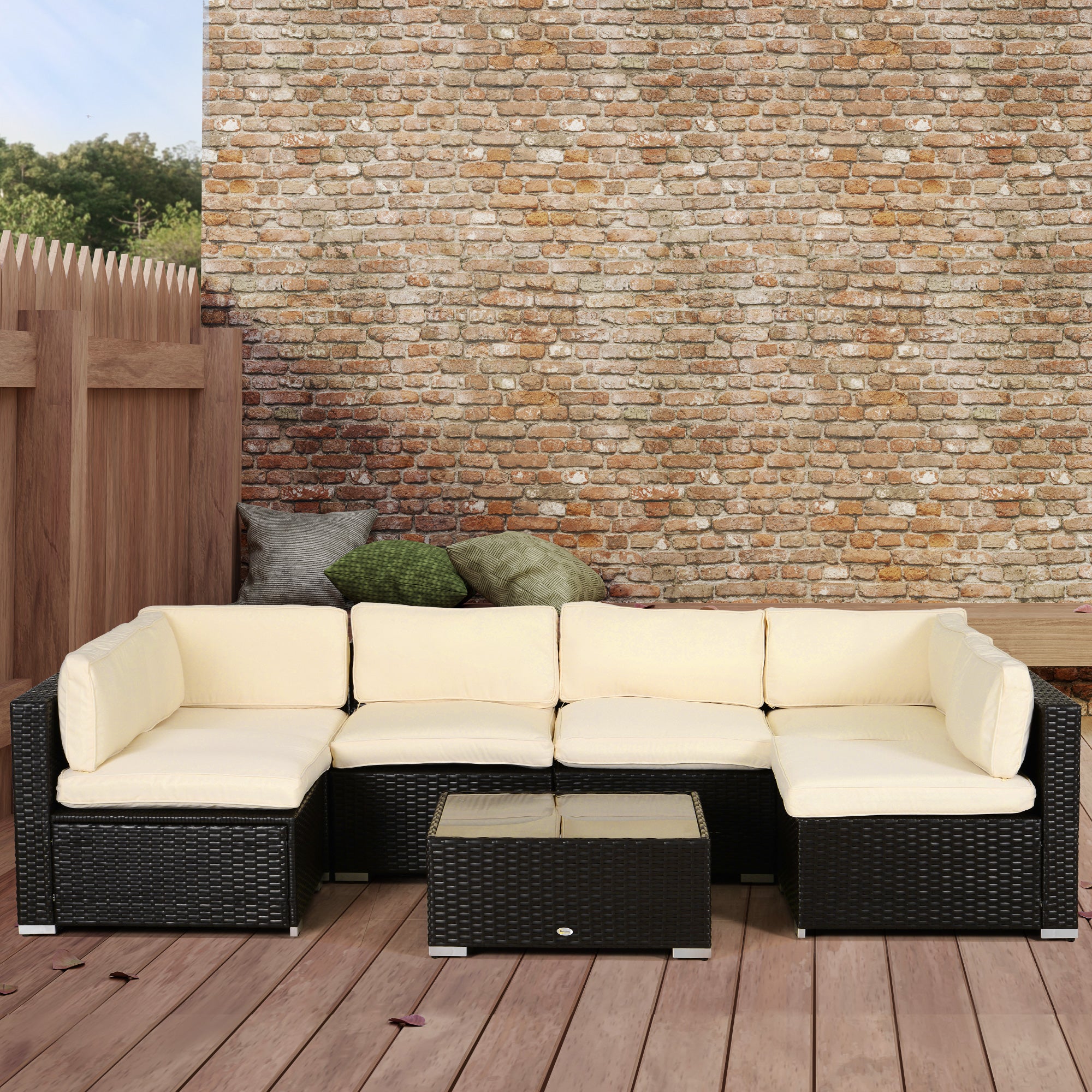 Outsunny Garden Rattan Sofa Cushion Polyester Cover Replacement Outdoor- No Cushion Included Beige