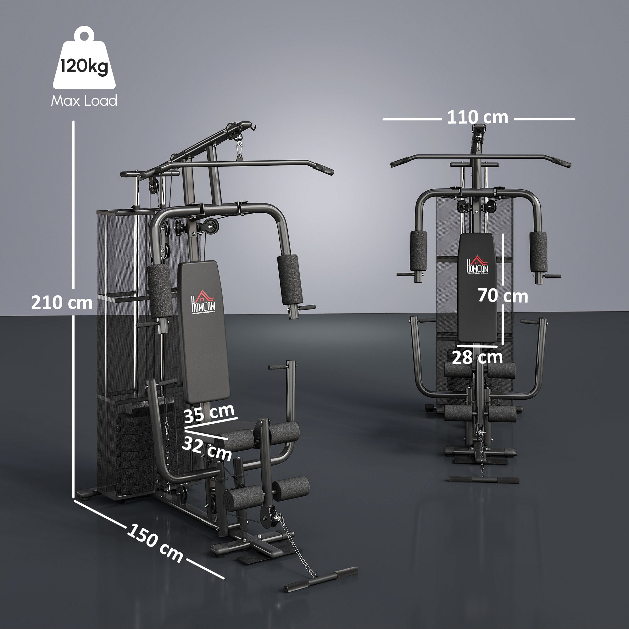 HOMCOM Multifunction Home Gym System Weight Training Exercise Workout Station