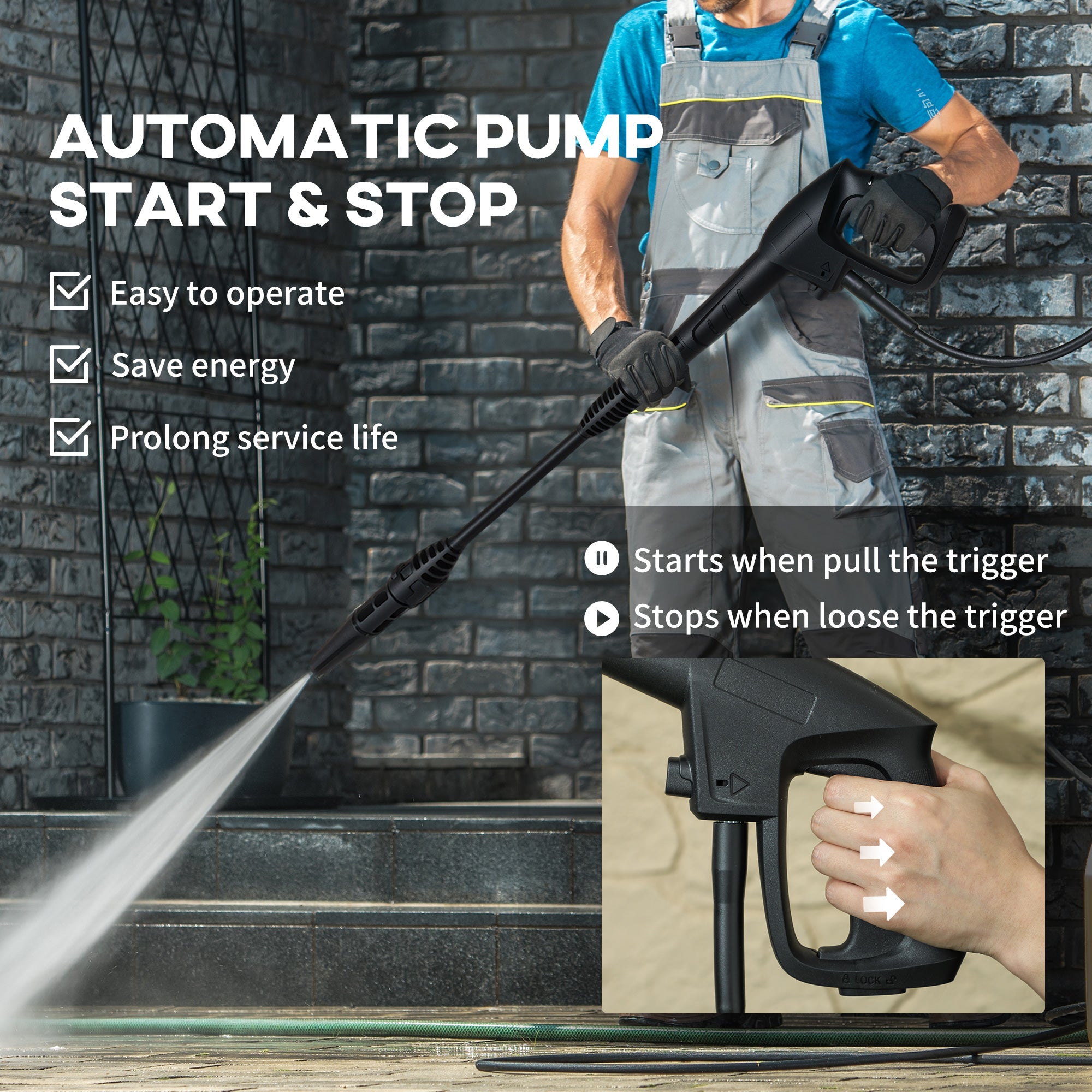 DURHAND 1800W High Pressure Washer, 150 Bar Pressure, 510 L/h Flow, High-Performance Portable Power Washer Jet Wash Cleaner with 6M Hose and Hose Reel for Garden, Car, Furniture, Yellow - North Peak Garden Furniture