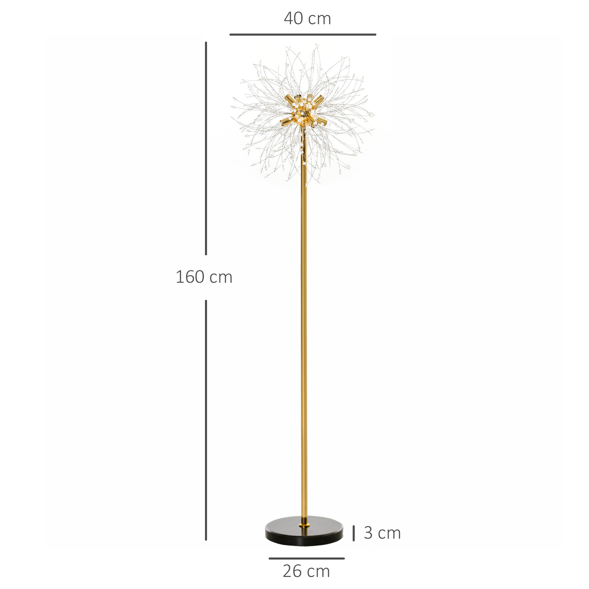 HOMCOM 160cm Dandelion-Crystallite Floor Lamp, with Foot Switch - North Peak Garden Furniture