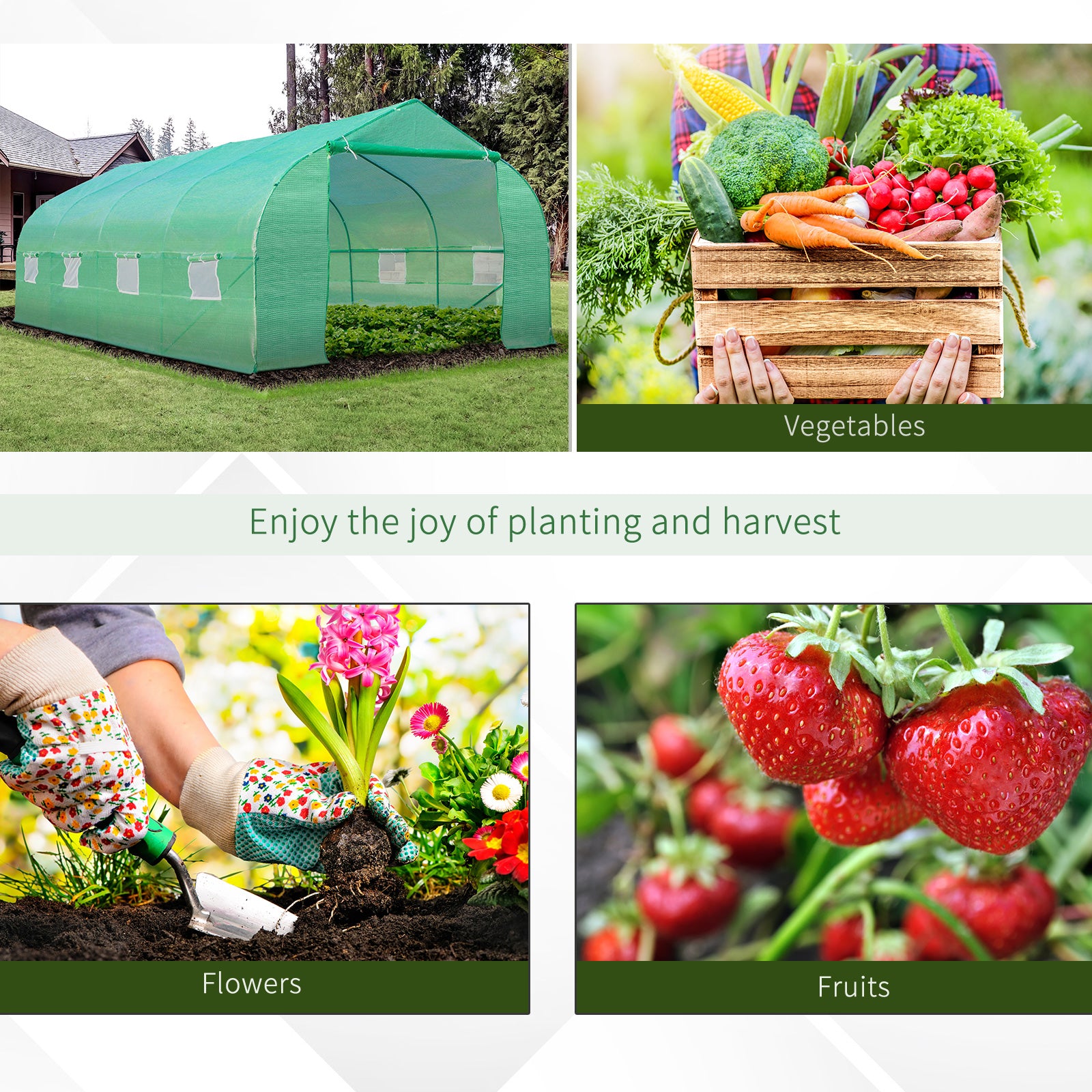 Outsunny Polytunnel Greenhouse with Windows and Door, Walk in Greenhouse for Garden, Backyard (6 x 3 M) - North Peak Garden Furniture
